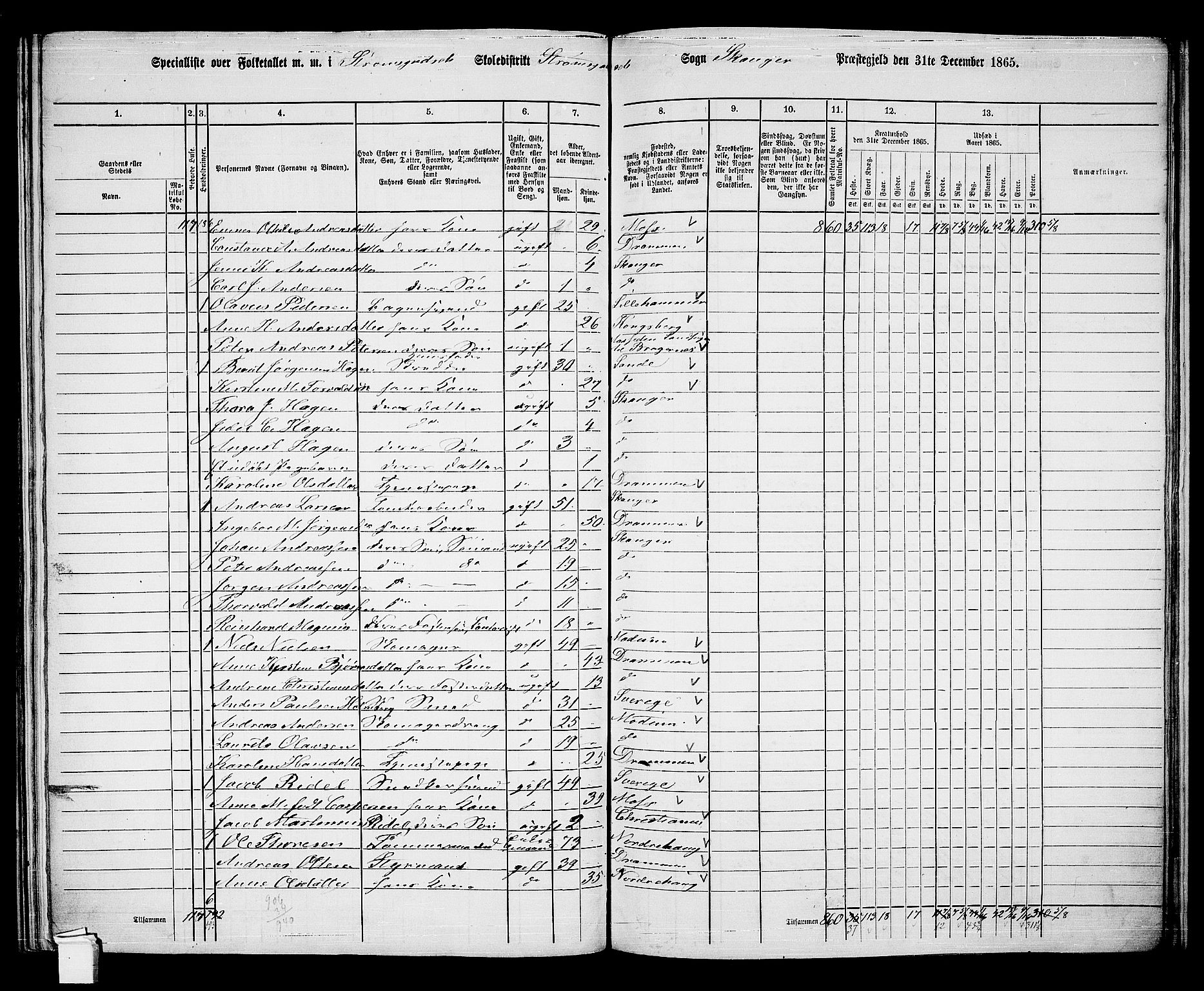 RA, 1865 census for Skoger, 1865, p. 147