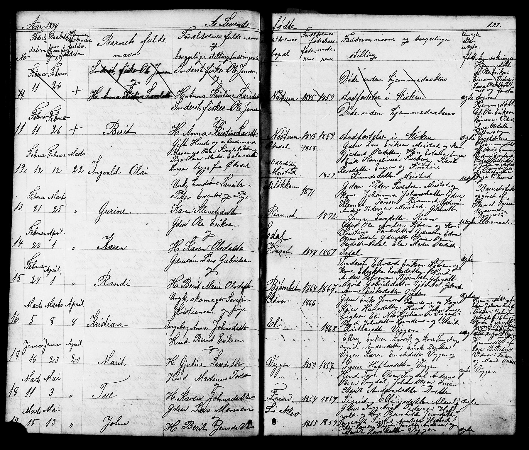Ministerialprotokoller, klokkerbøker og fødselsregistre - Sør-Trøndelag, SAT/A-1456/665/L0777: Parish register (copy) no. 665C02, 1867-1915, p. 133