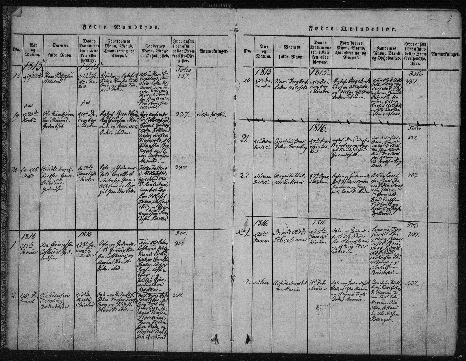 Tinn kirkebøker, SAKO/A-308/F/Fa/L0004: Parish register (official) no. I 4, 1815-1843, p. 4b-5a
