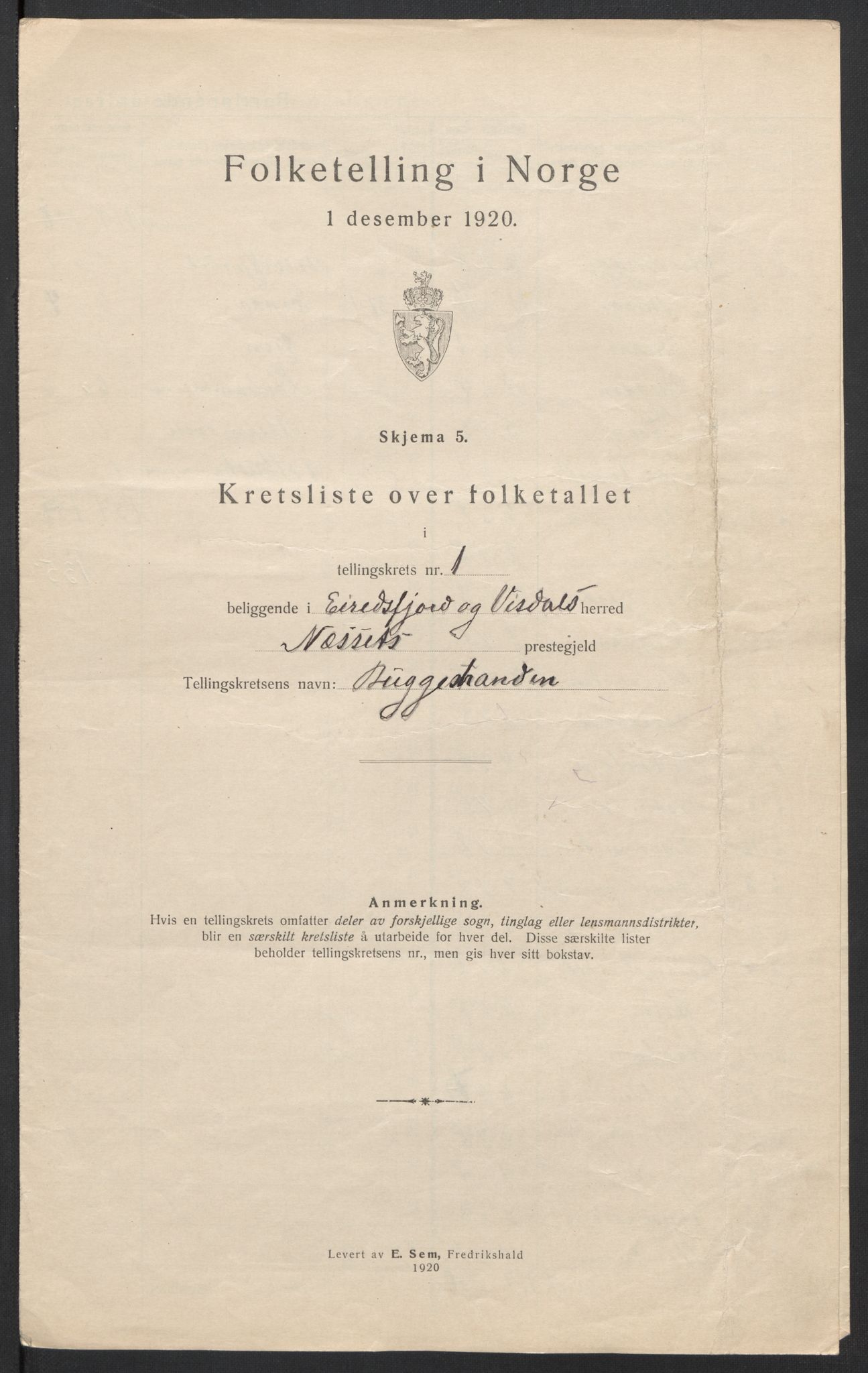 SAT, 1920 census for Eresfjord og Vistdal, 1920, p. 11