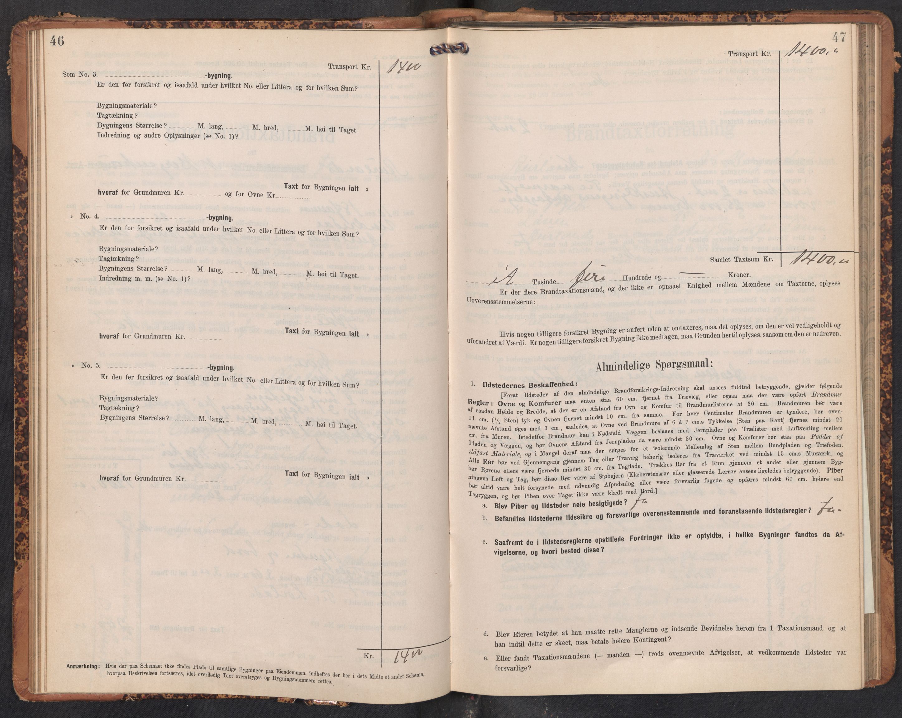 Lensmannen i Aurland, AV/SAB-A-26401/0012/L0005: Branntakstprotokoll, skjematakst, 1909-1916, p. 46-47