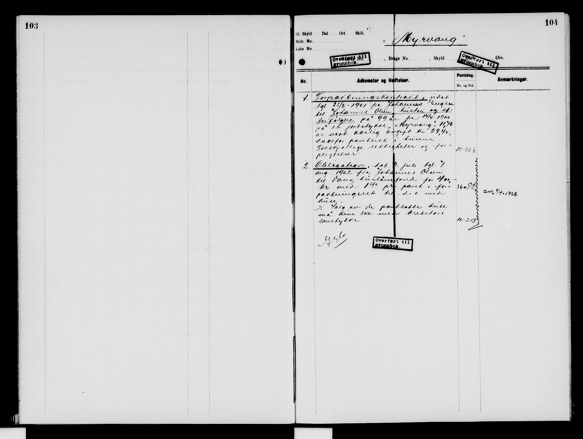 Nord-Hedmark sorenskriveri, SAH/TING-012/H/Ha/Had/Hade/L0009: Mortgage register no. 4.9, 1924-1940, p. 103-104