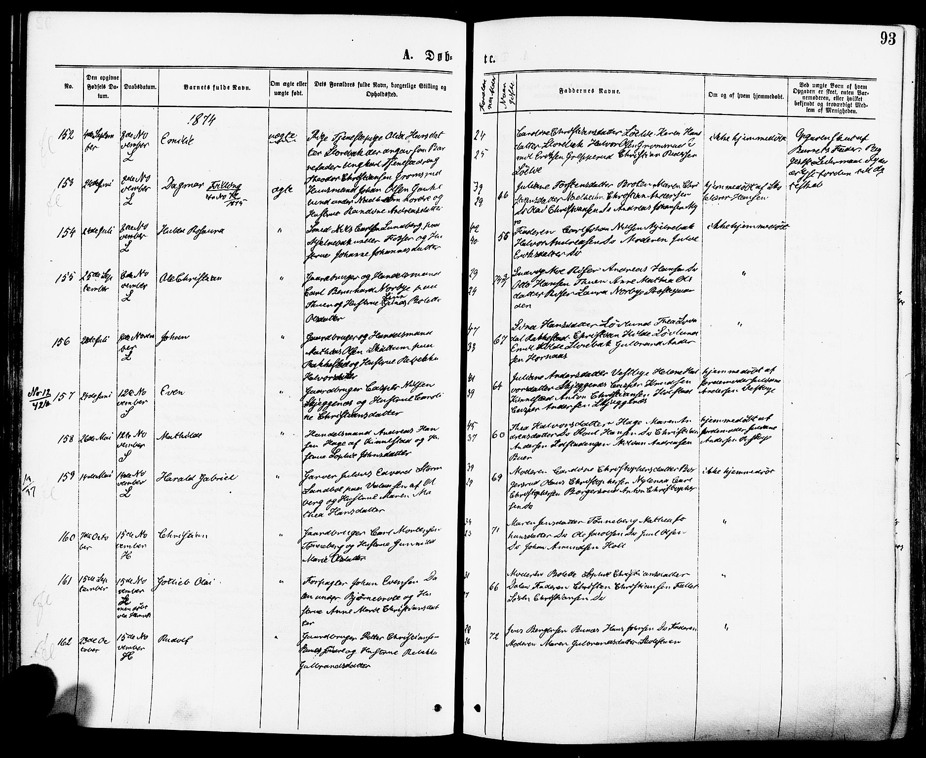 Høland prestekontor Kirkebøker, AV/SAO-A-10346a/F/Fa/L0012.a: Parish register (official) no. I 12A, 1869-1879, p. 93