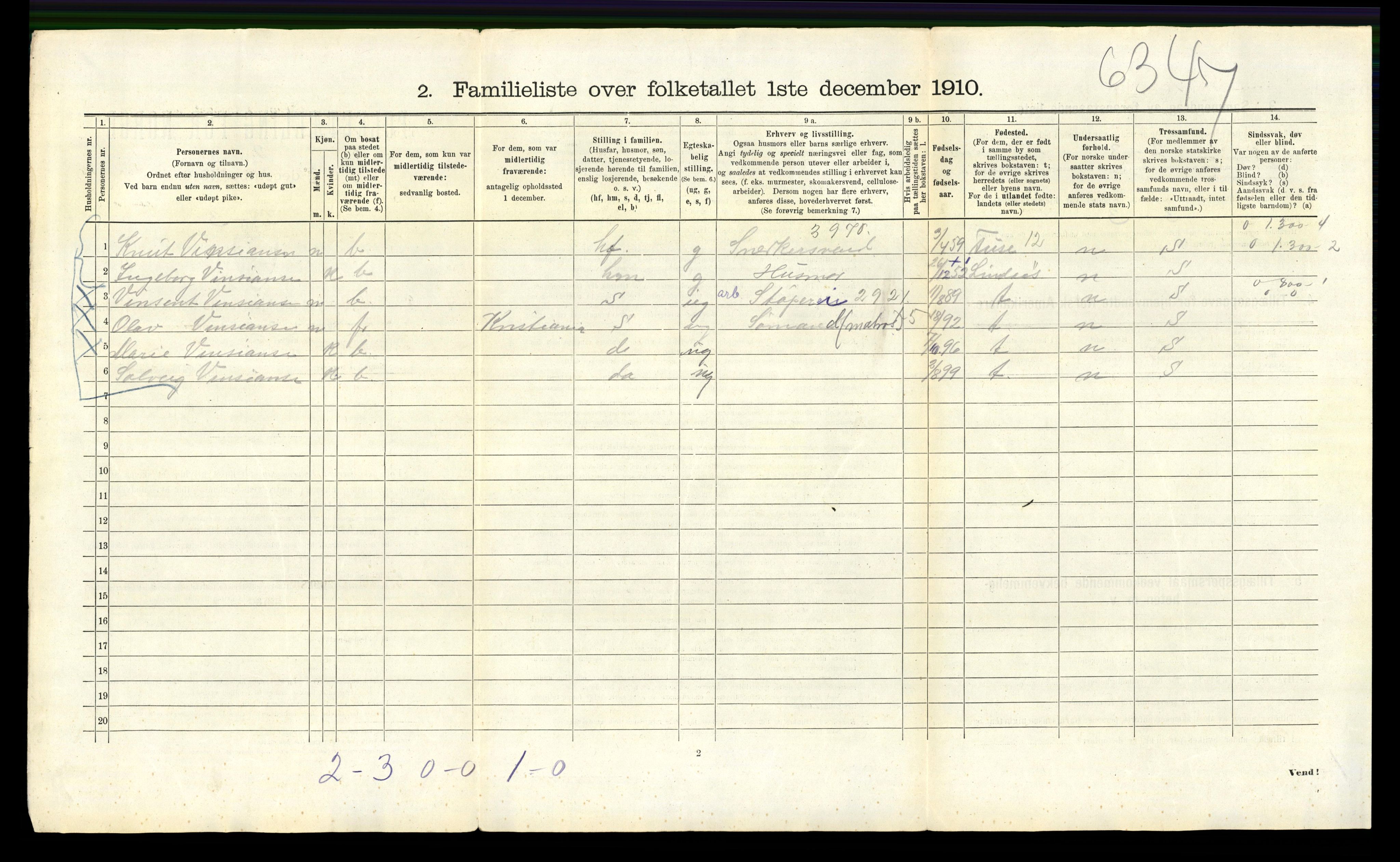 RA, 1910 census for Bergen, 1910, p. 7418