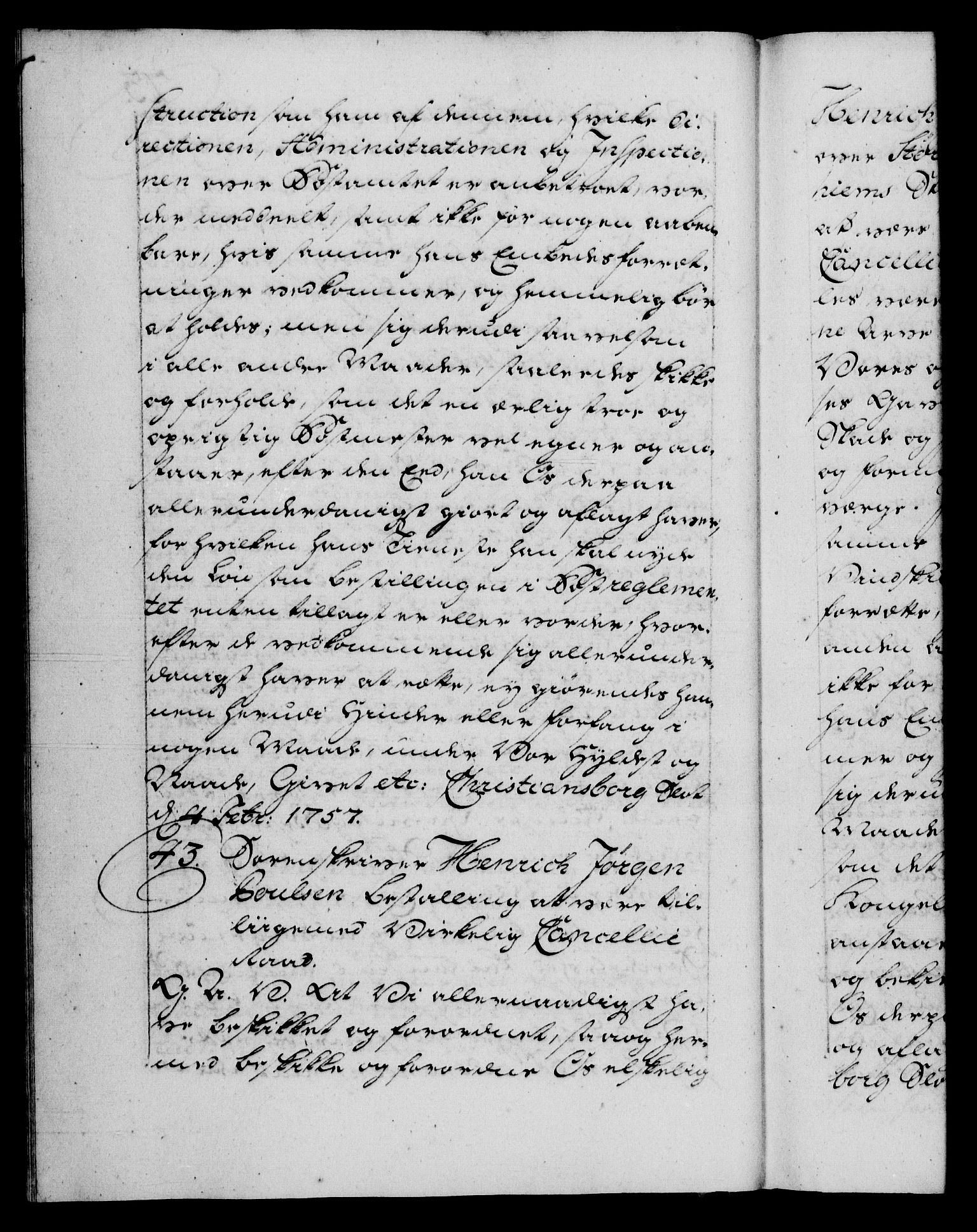 Danske Kanselli 1572-1799, RA/EA-3023/F/Fc/Fca/Fcaa/L0040: Norske registre, 1757-1759, p. 23b