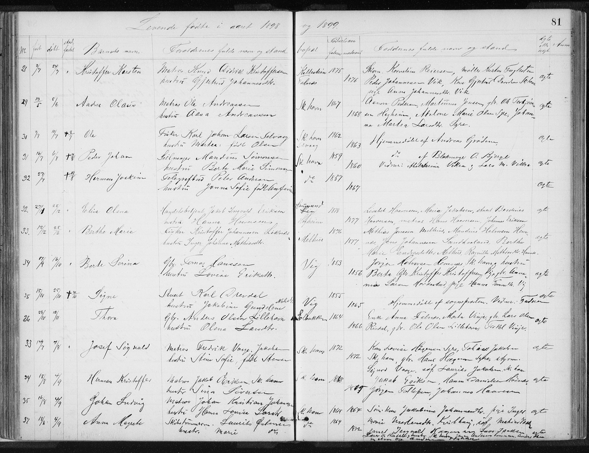 Skudenes sokneprestkontor, SAST/A -101849/H/Ha/Hab/L0007: Parish register (copy) no. B 7, 1885-1899, p. 81
