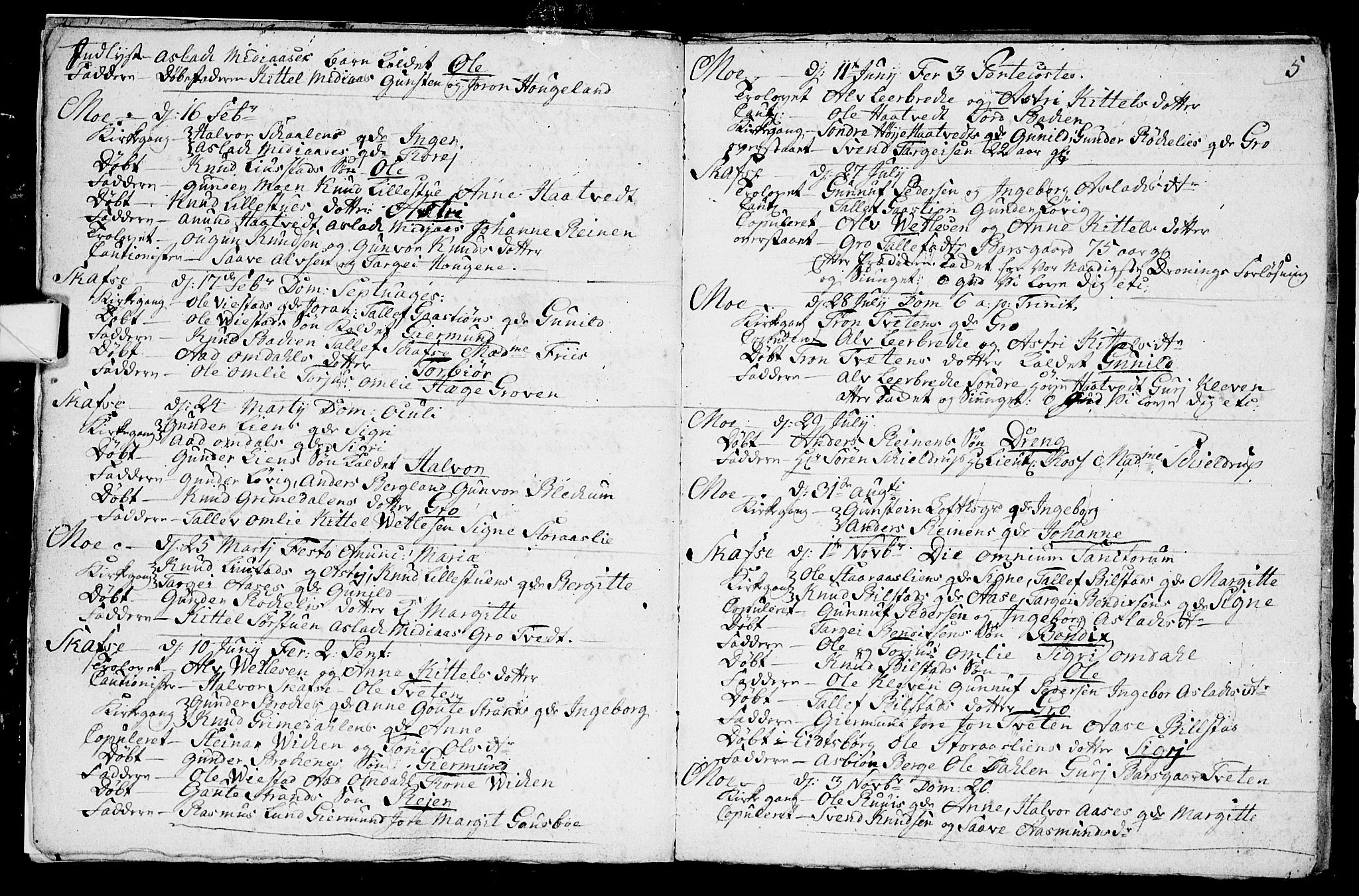 Mo kirkebøker, SAKO/A-286/F/Fa/L0001: Parish register (official) no. I 1, 1724-1748, p. 5