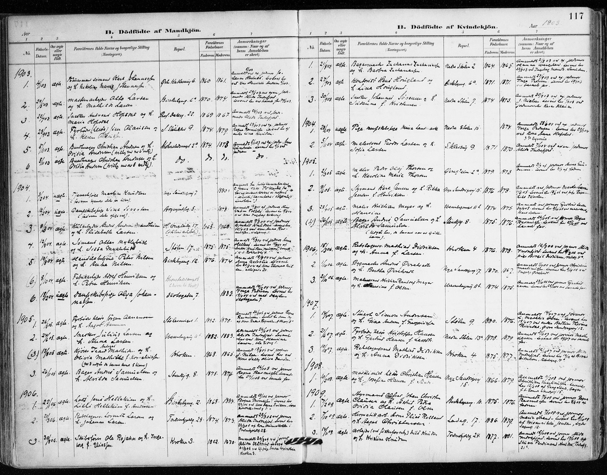 Mariakirken Sokneprestembete, SAB/A-76901/H/Haa/L0008: Parish register (official) no. A 8, 1893-1942, p. 117