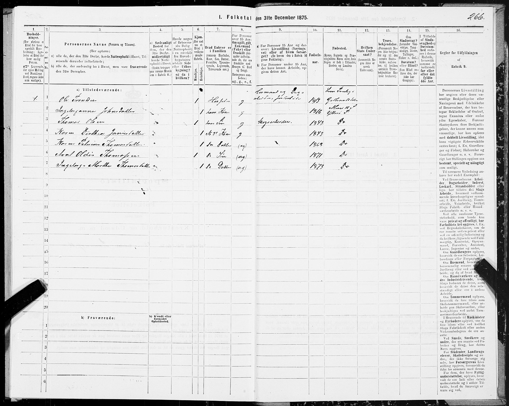 SAT, 1875 census for 1722P Ytterøy, 1875, p. 3266