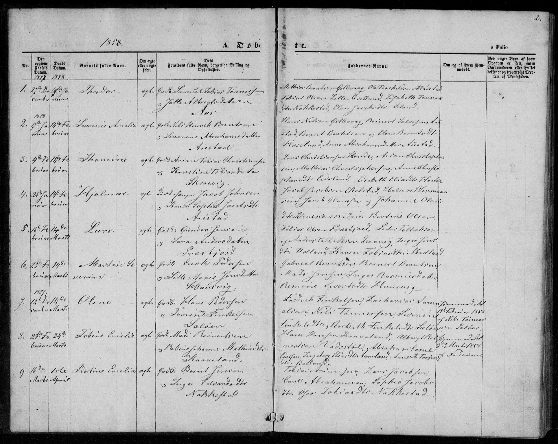 Lyngdal sokneprestkontor, SAK/1111-0029/F/Fa/Faa/L0002: Parish register (official) no. A 2, 1858-1870, p. 2