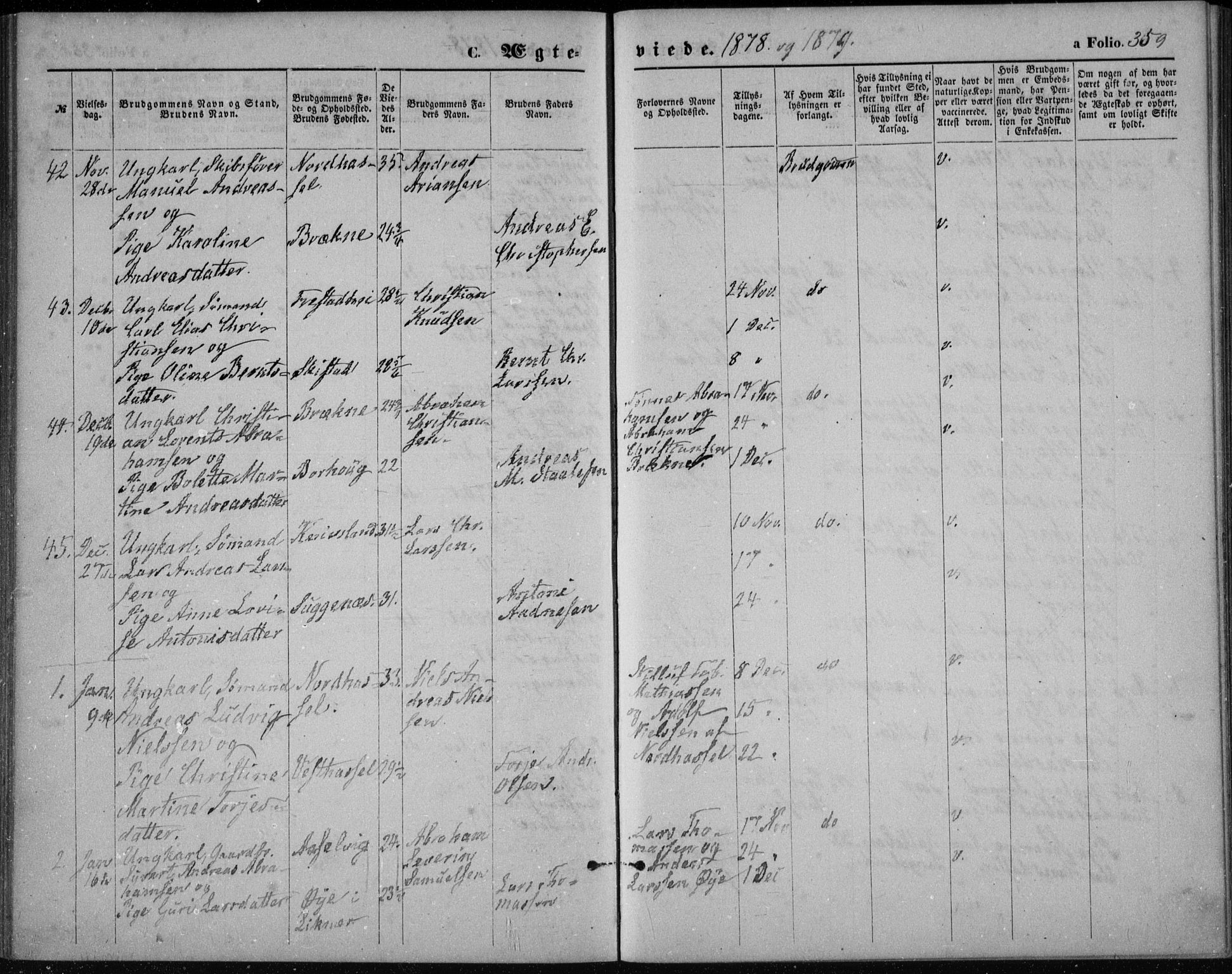 Lista sokneprestkontor, AV/SAK-1111-0027/F/Fb/L0004: Parish register (copy) no. B 4, 1877-1891, p. 359