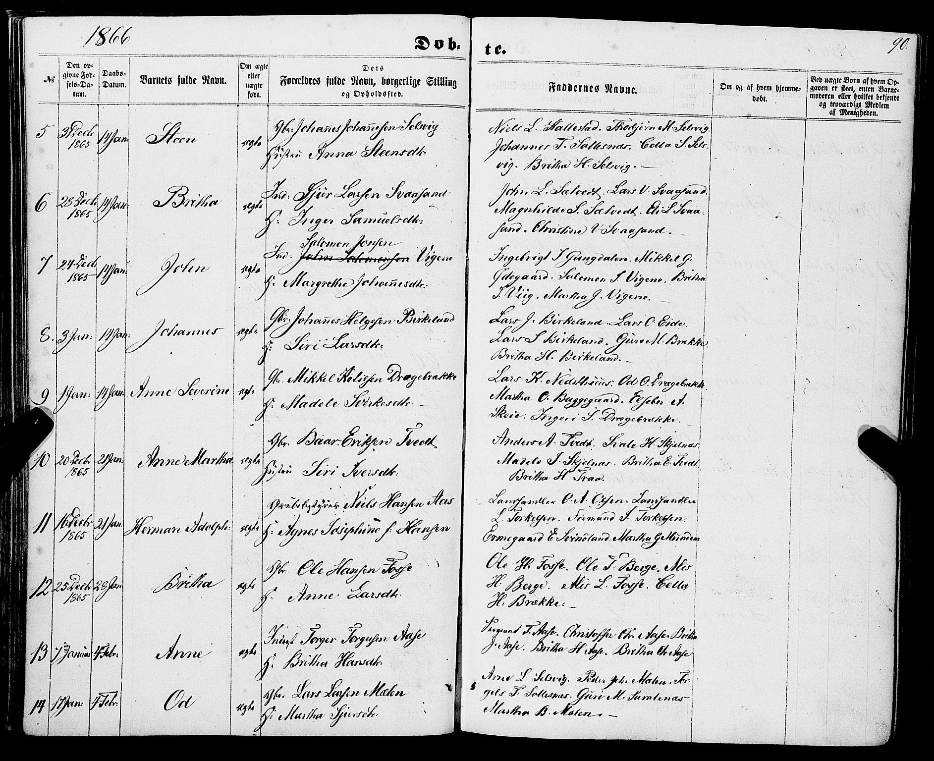 Strandebarm sokneprestembete, SAB/A-78401/H/Haa: Parish register (official) no. A 8, 1858-1872, p. 90