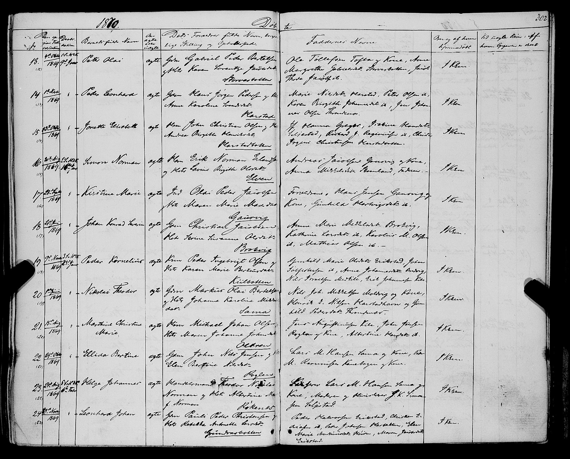 Trondenes sokneprestkontor, AV/SATØ-S-1319/H/Ha/L0012kirke: Parish register (official) no. 12, 1863-1870, p. 302