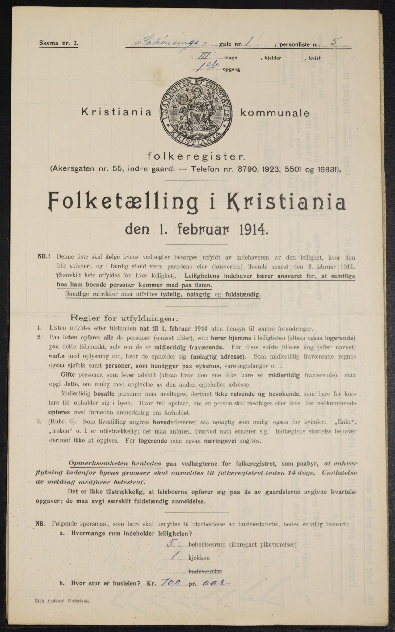 OBA, Municipal Census 1914 for Kristiania, 1914, p. 93133