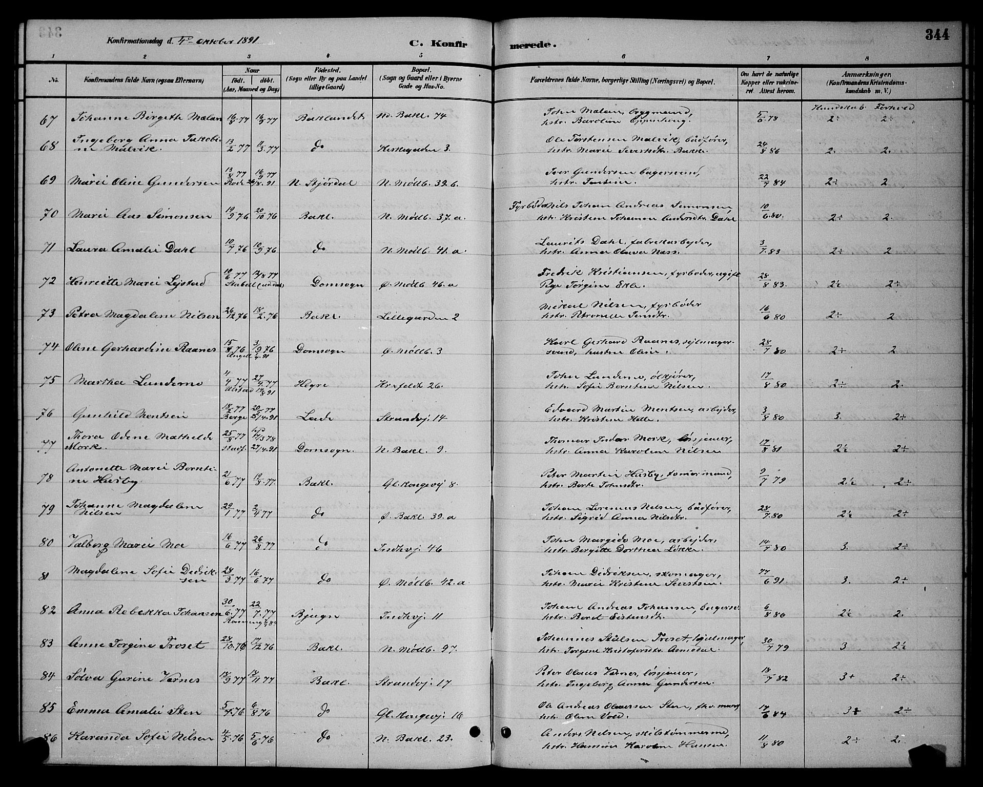 Ministerialprotokoller, klokkerbøker og fødselsregistre - Sør-Trøndelag, SAT/A-1456/604/L0222: Parish register (copy) no. 604C05, 1886-1895, p. 344