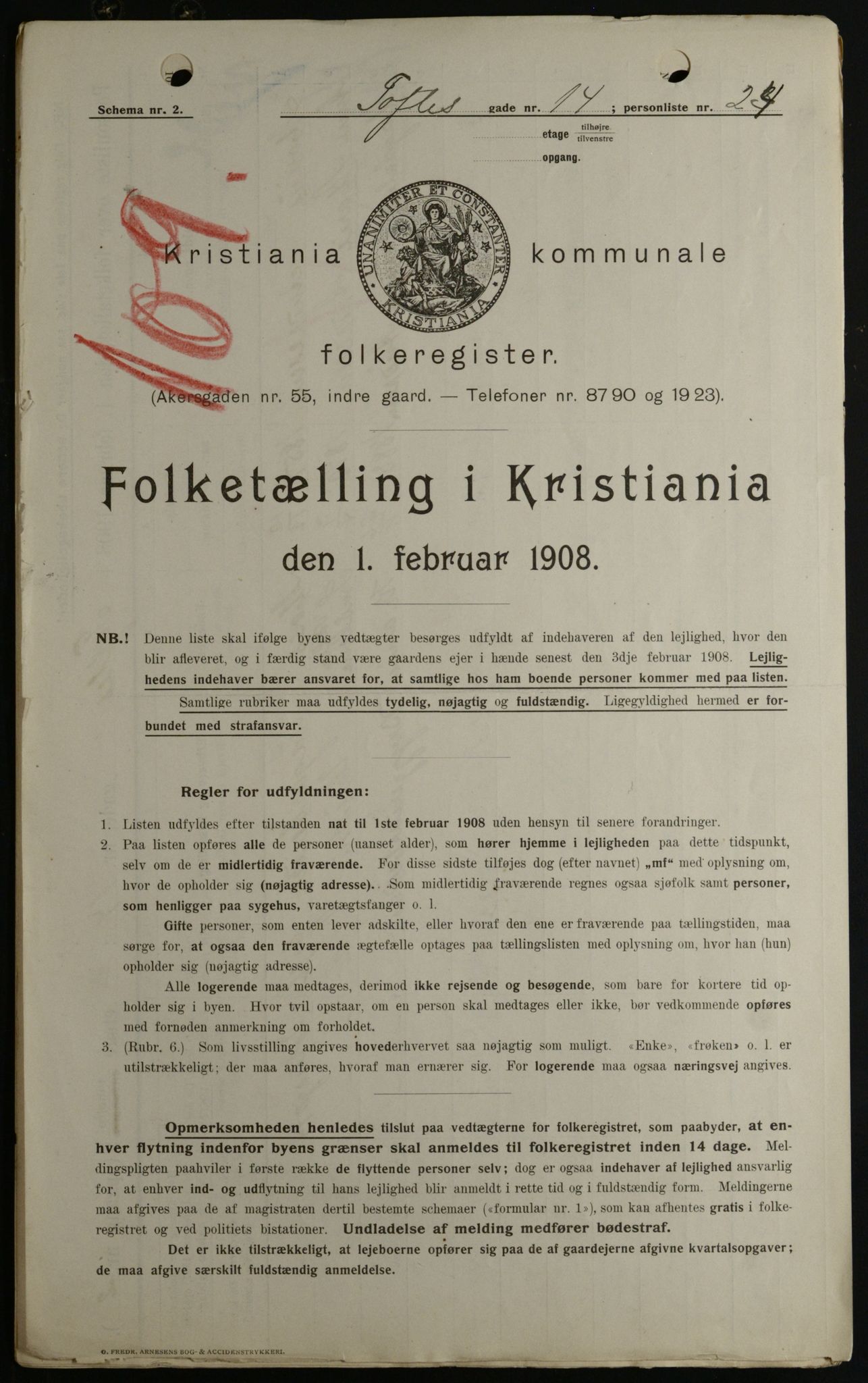 OBA, Municipal Census 1908 for Kristiania, 1908, p. 100254