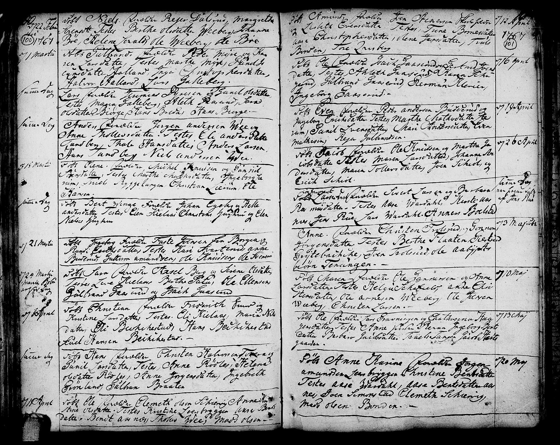 Sande Kirkebøker, AV/SAKO-A-53/F/Fa/L0001: Parish register (official) no. 1, 1753-1803, p. 100-101