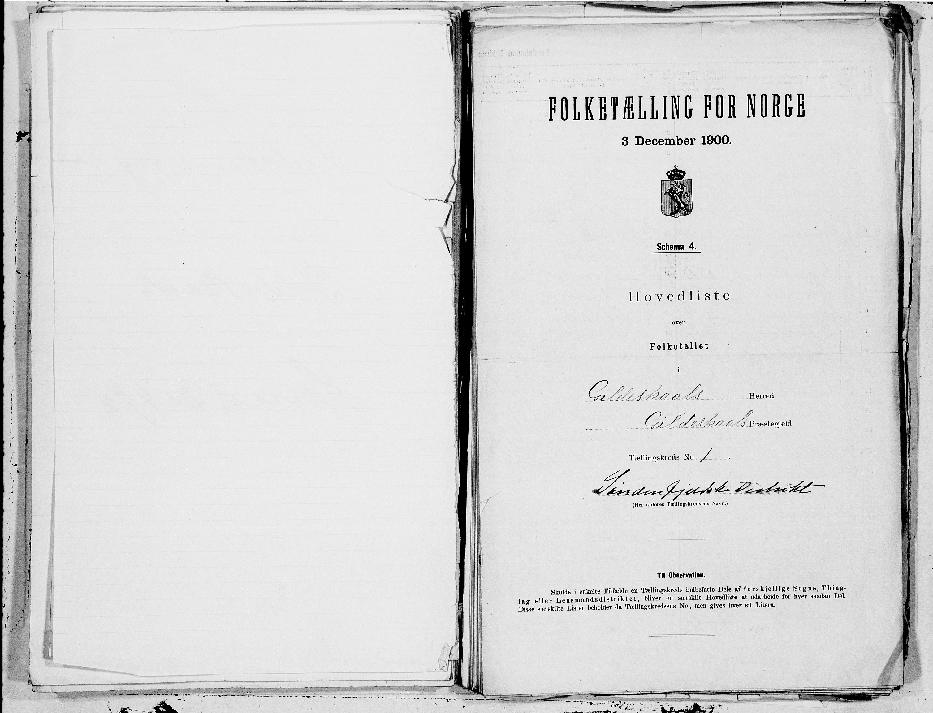 SAT, 1900 census for Gildeskål, 1900, p. 2