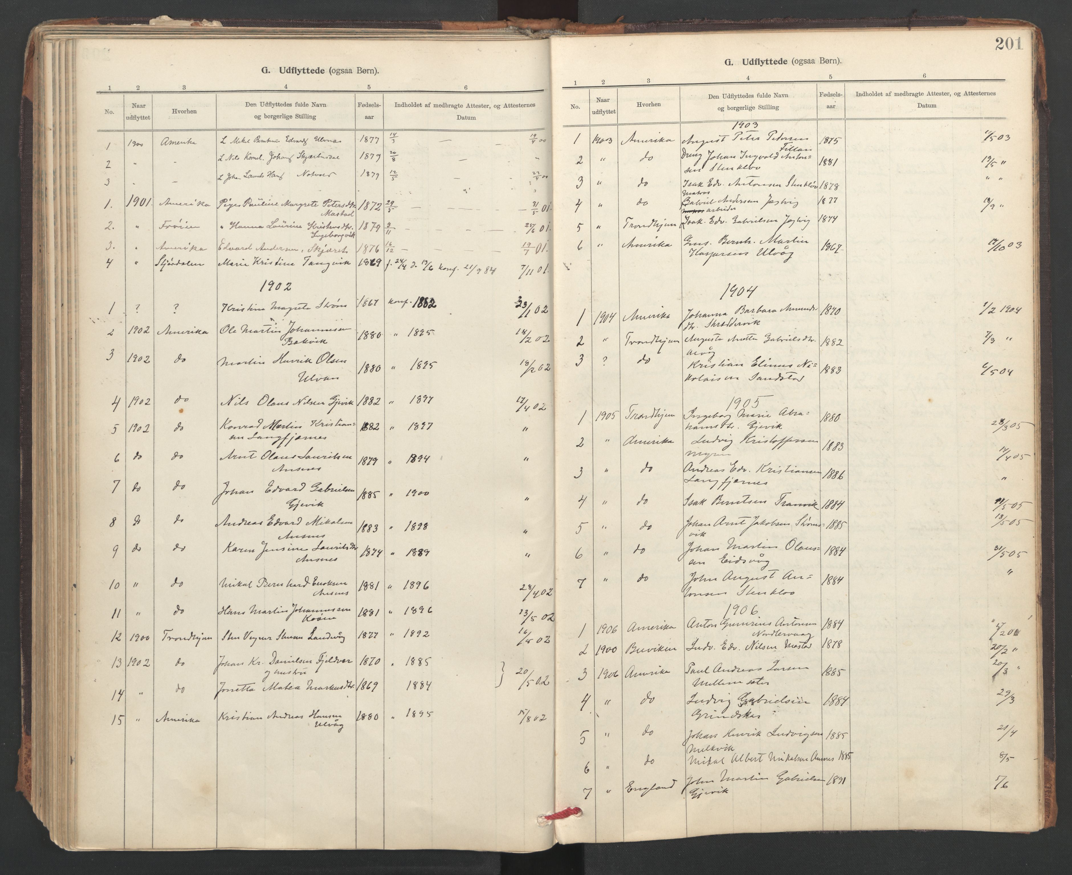 Ministerialprotokoller, klokkerbøker og fødselsregistre - Sør-Trøndelag, SAT/A-1456/637/L0559: Parish register (official) no. 637A02, 1899-1923, p. 201