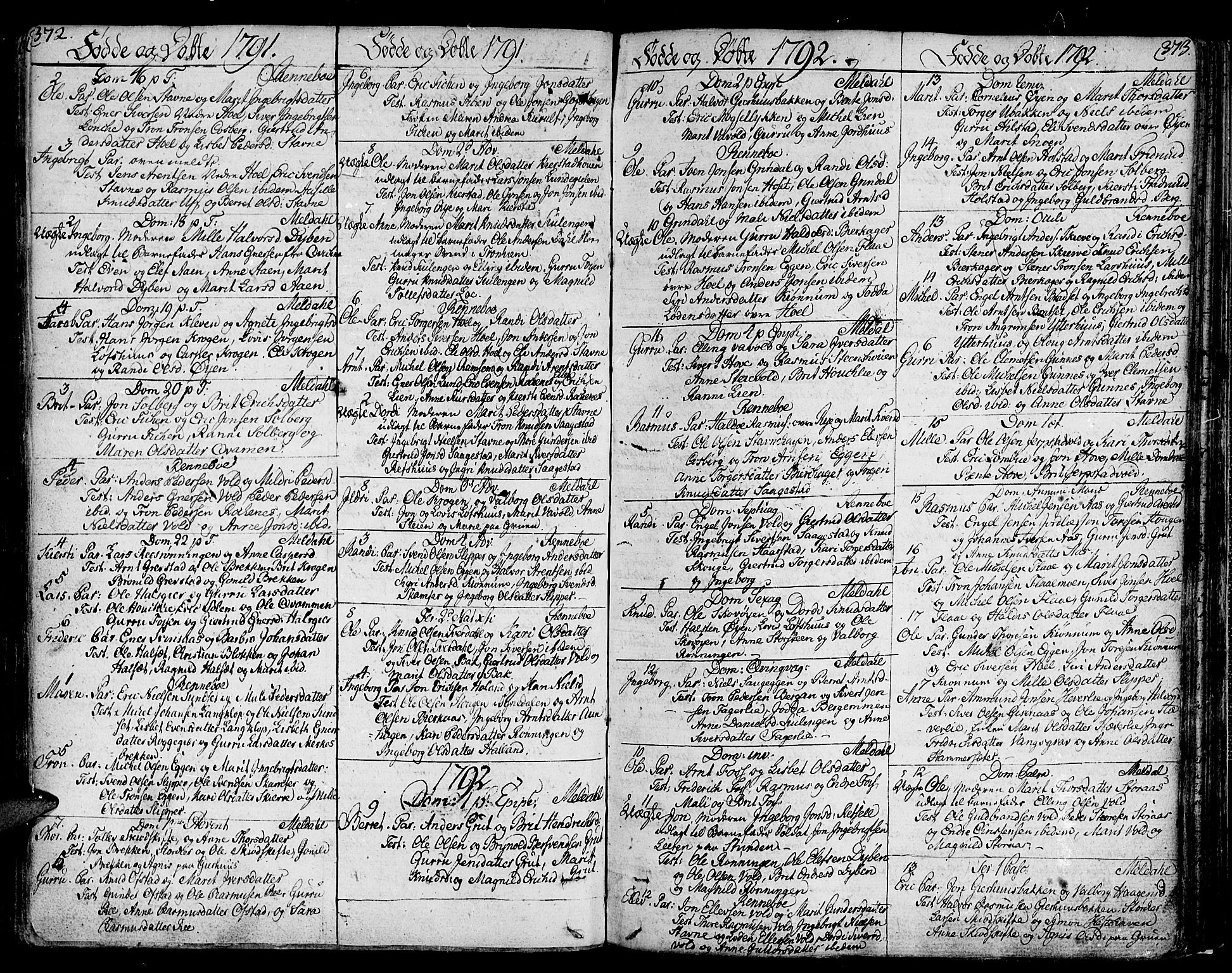 Ministerialprotokoller, klokkerbøker og fødselsregistre - Sør-Trøndelag, SAT/A-1456/672/L0852: Parish register (official) no. 672A05, 1776-1815, p. 372-373