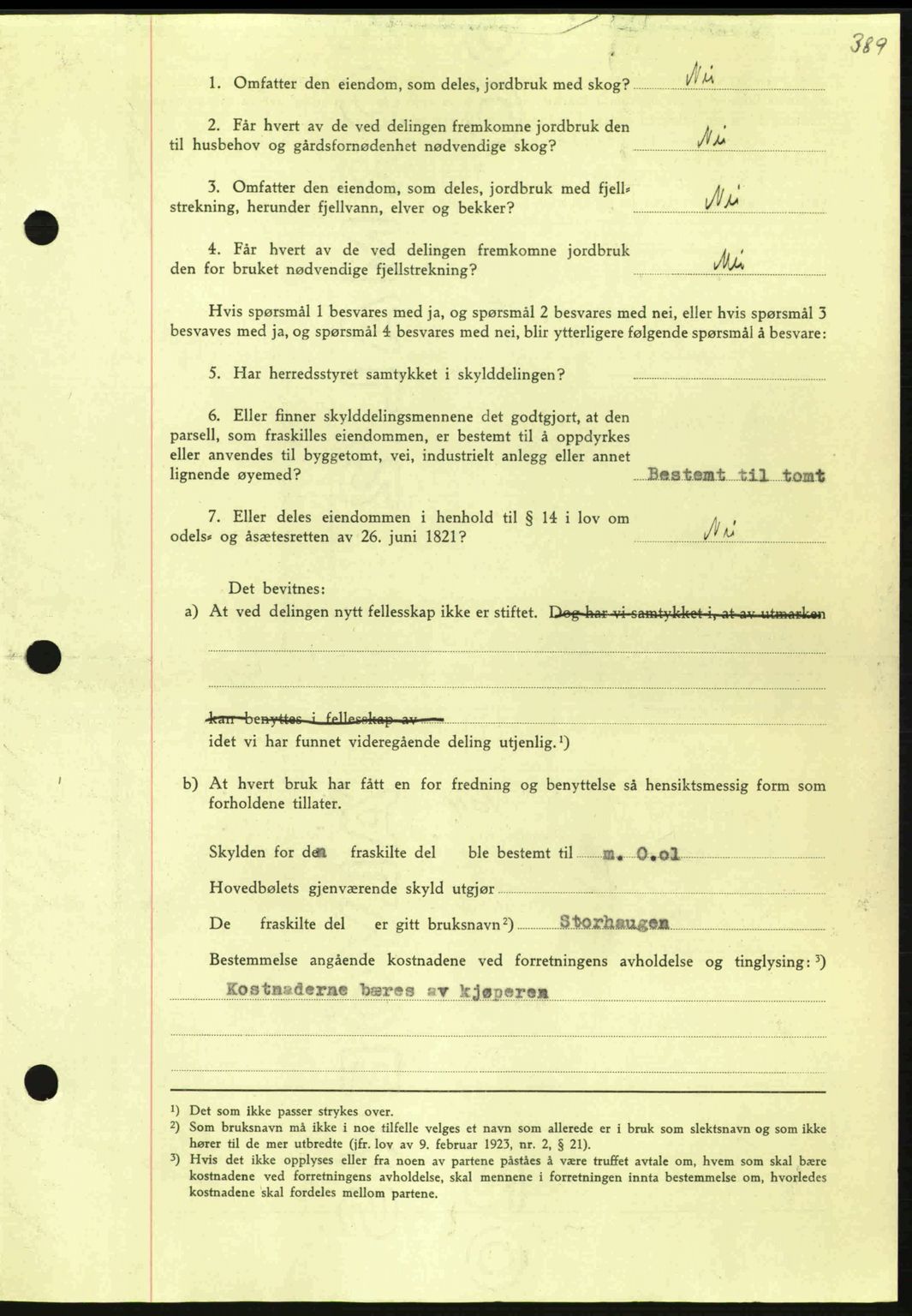 Nordmøre sorenskriveri, AV/SAT-A-4132/1/2/2Ca: Mortgage book no. A96, 1943-1944, Diary no: : 2353/1943