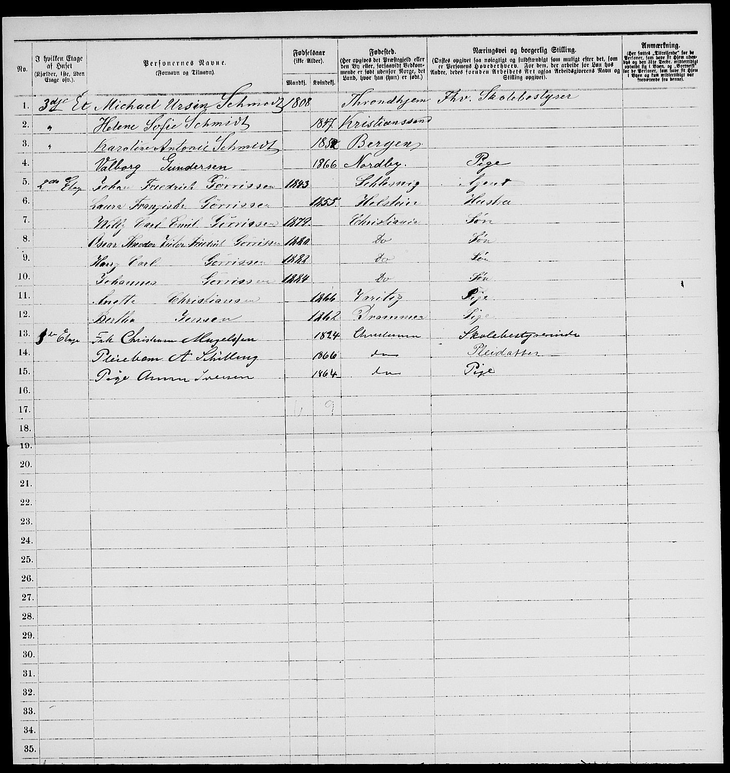 RA, 1885 census for 0301 Kristiania, 1885, p. 6031