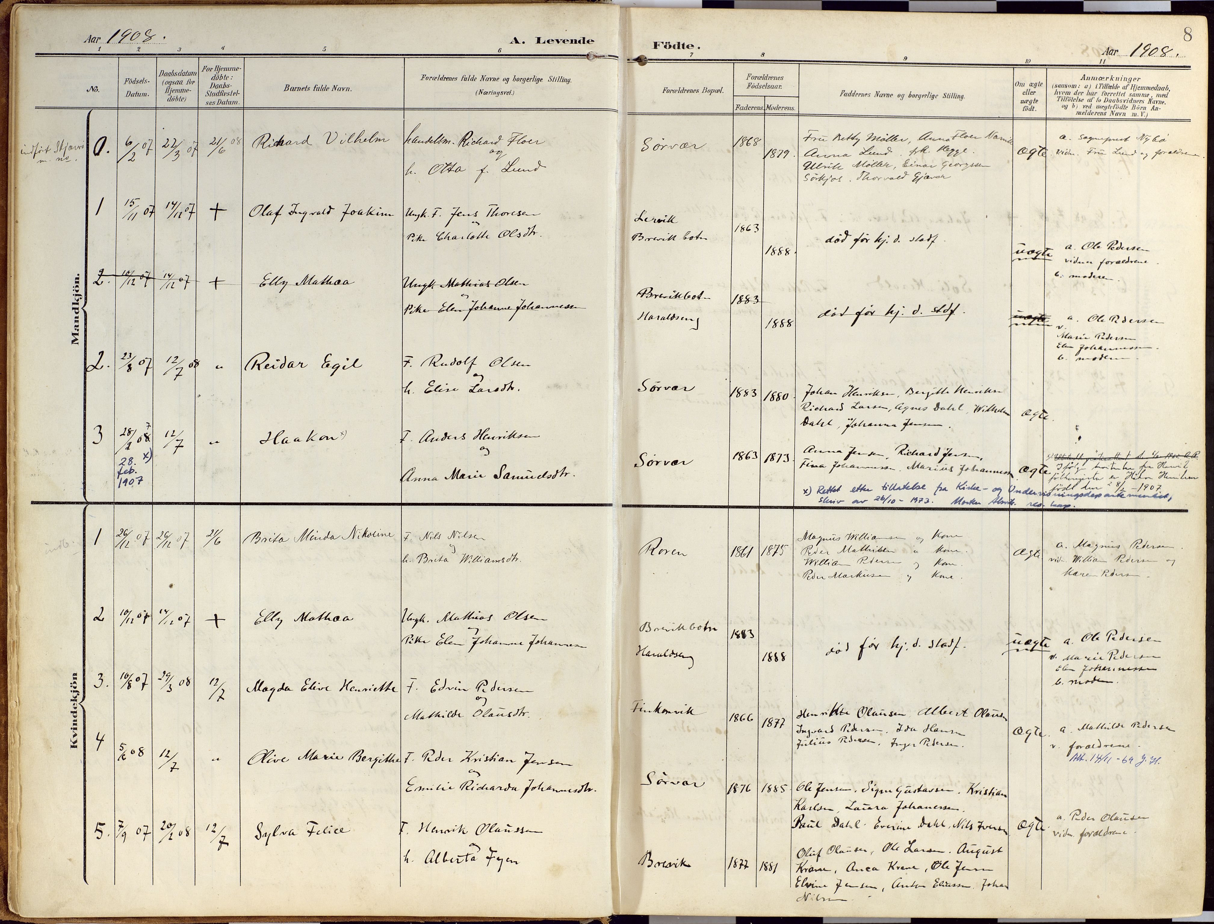 Loppa sokneprestkontor, SATØ/S-1339/H/Ha/L0010kirke: Parish register (official) no. 10, 1907-1922, p. 8