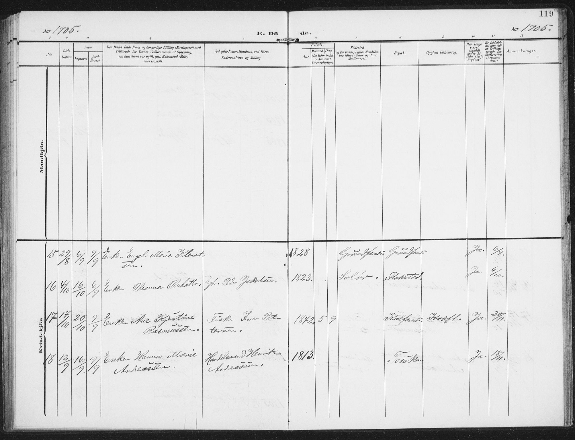 Berg sokneprestkontor, AV/SATØ-S-1318/G/Ga/Gaa/L0008kirke: Parish register (official) no. 8, 1904-1916, p. 119