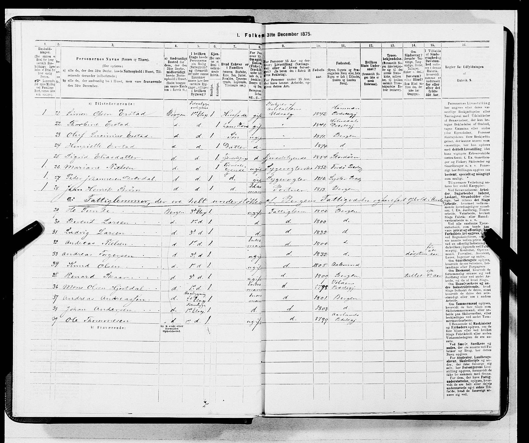 SAB, 1875 census for 1301 Bergen, 1875, p. 3887