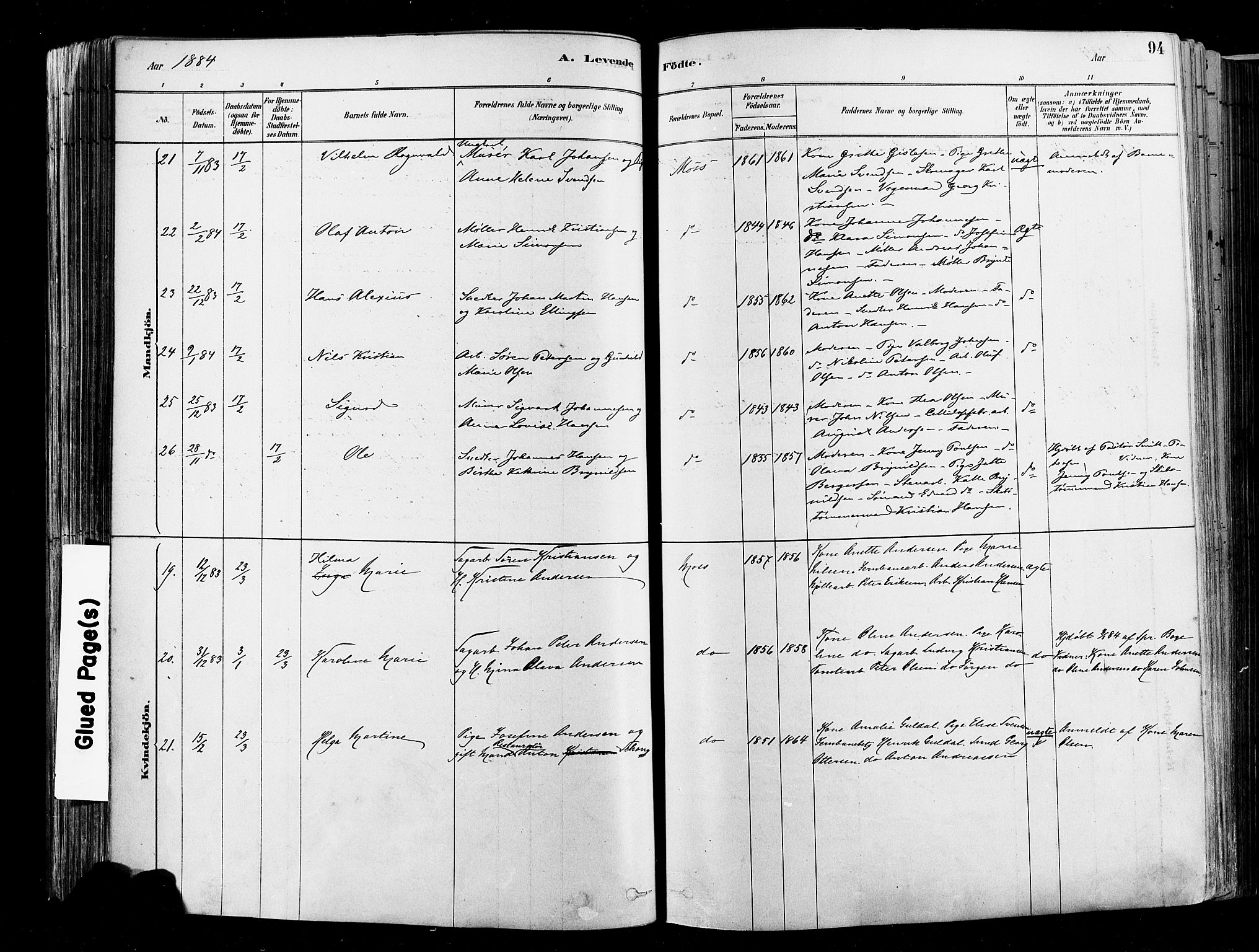 Moss prestekontor Kirkebøker, SAO/A-2003/F/Fb/L0001: Parish register (official) no. II 1, 1878-1886, p. 94