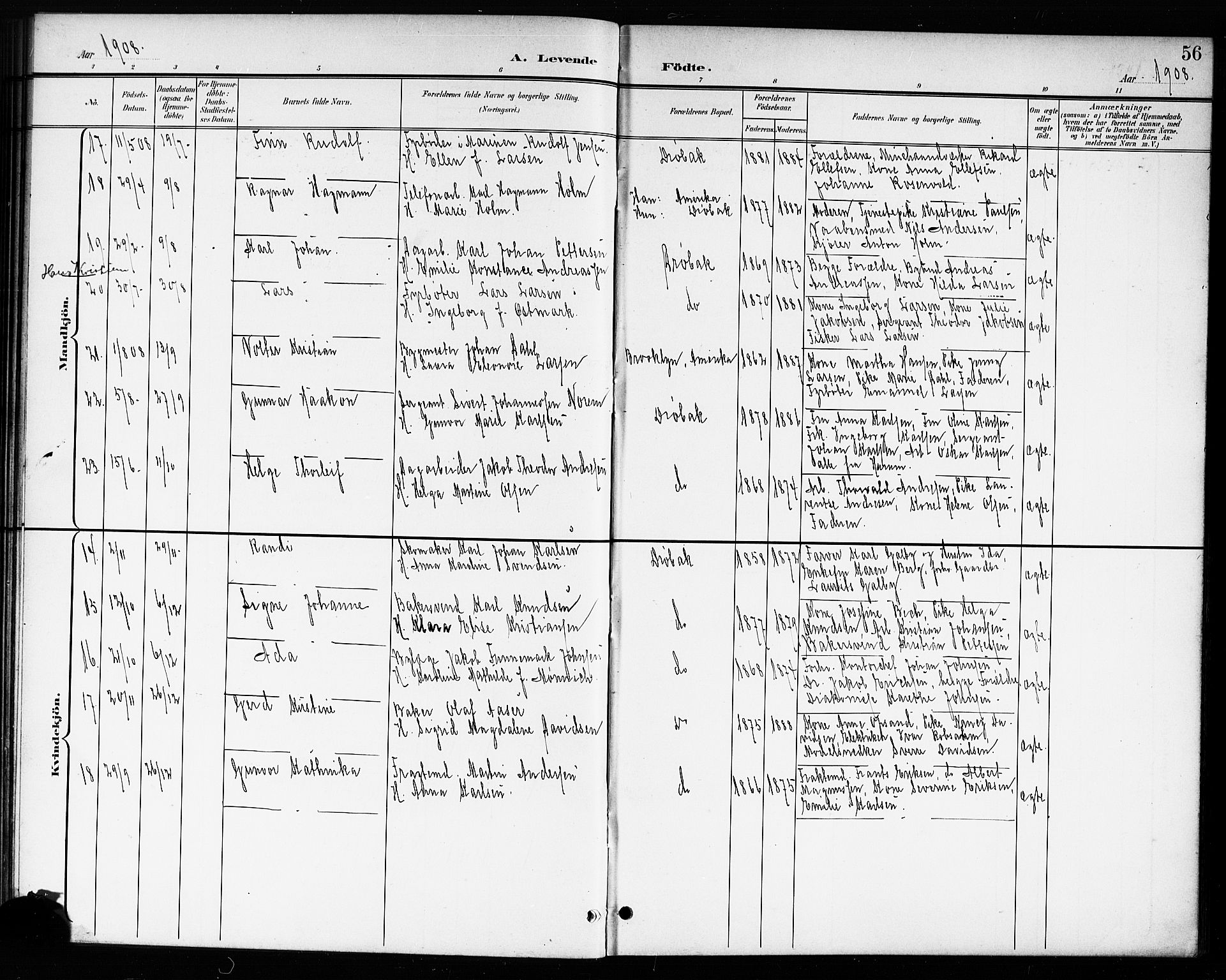 Drøbak prestekontor Kirkebøker, AV/SAO-A-10142a/G/Ga/L0001: Parish register (copy) no. I 1, 1897-1917, p. 56