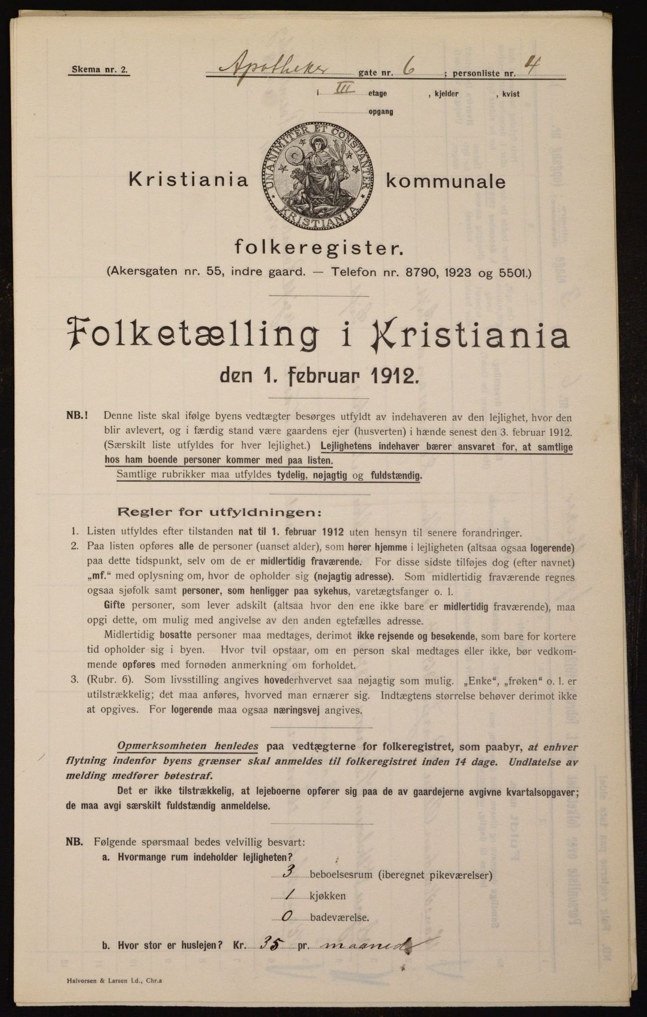 OBA, Municipal Census 1912 for Kristiania, 1912, p. 1335