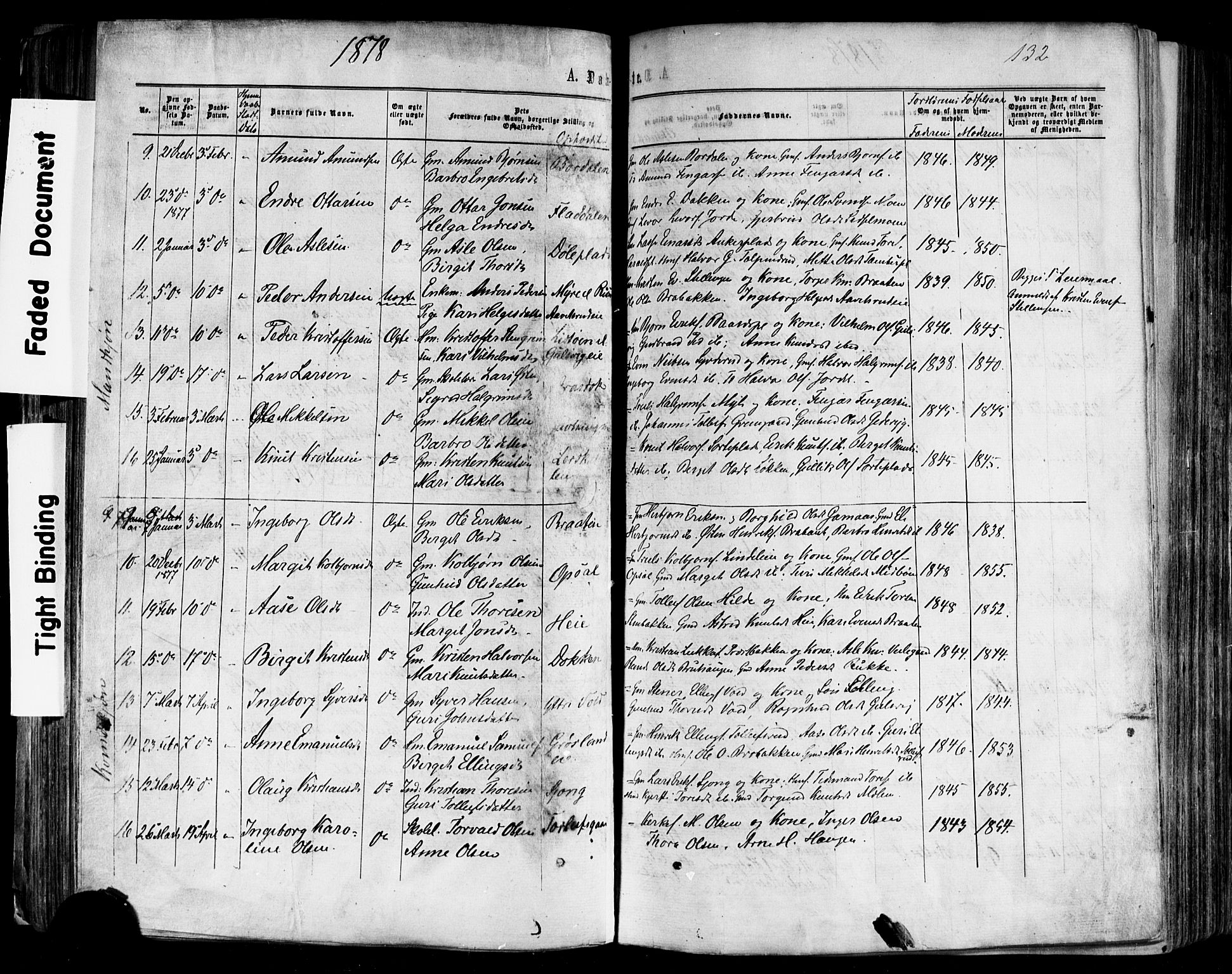 Nes kirkebøker, SAKO/A-236/F/Fa/L0010: Parish register (official) no. 10, 1864-1880, p. 132