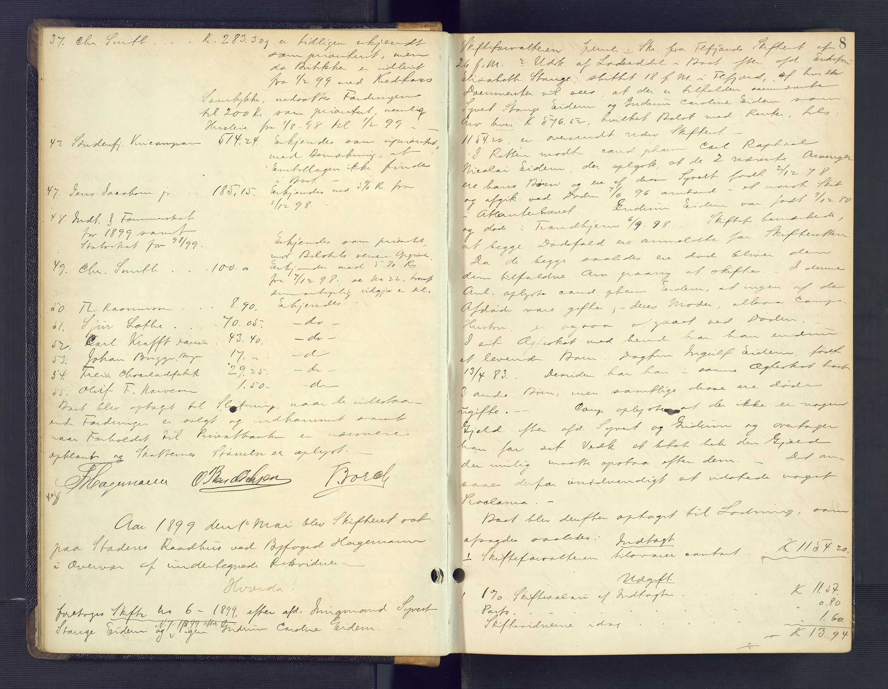 Kristiansand byrett, AV/SAK-1223-0001/H/Hc/L0046: Skifteforhandlingsprotokoll nr. 6, med register, 1899-1902, p. 8
