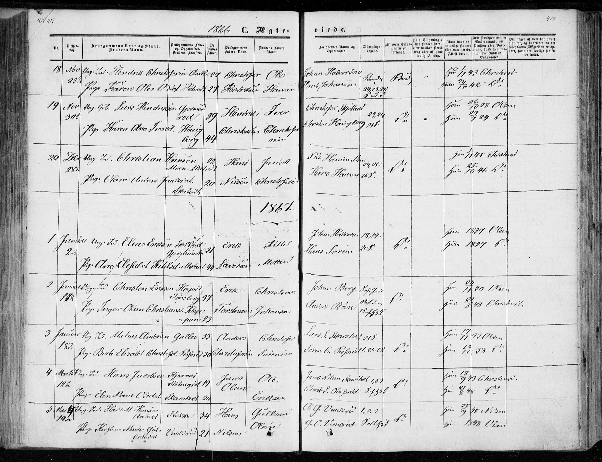 Andebu kirkebøker, SAKO/A-336/F/Fa/L0005: Parish register (official) no. 5, 1857-1870, p. 417-418