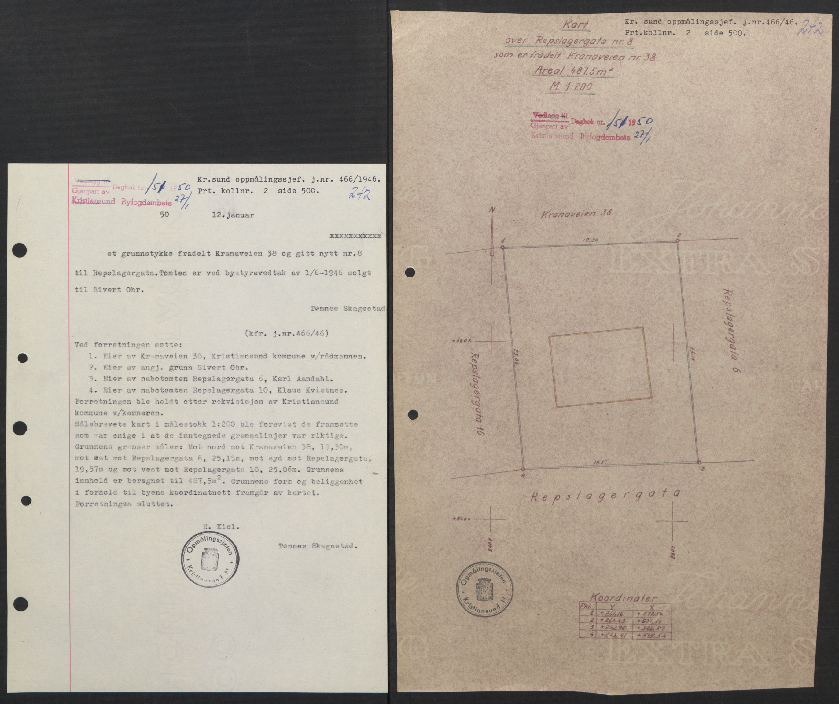 Kristiansund byfogd, AV/SAT-A-4587/A/27: Mortgage book no. 42, 1947-1950, Diary no: : 151/1950