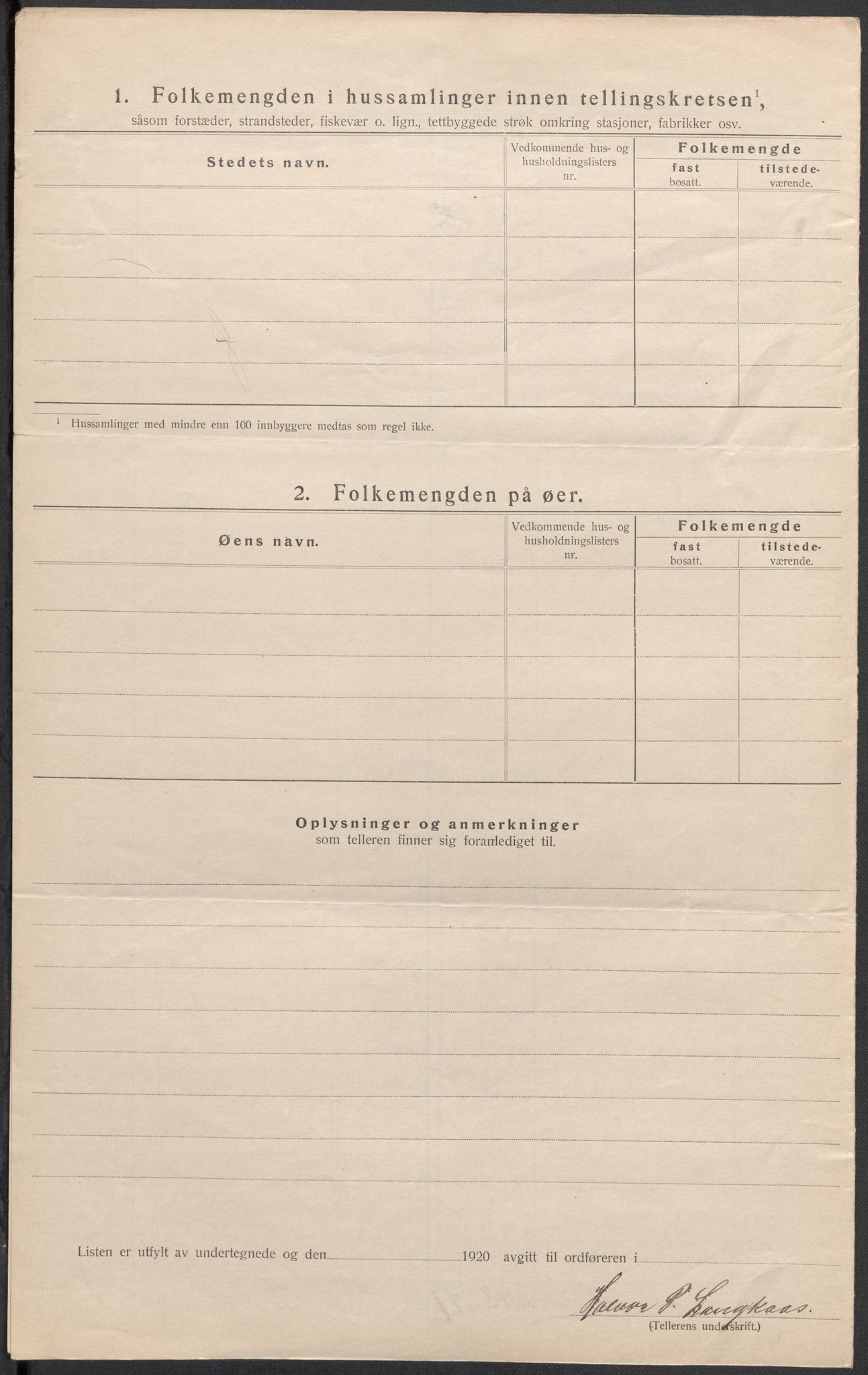 SAKO, 1920 census for Bø (Telemark), 1920, p. 7