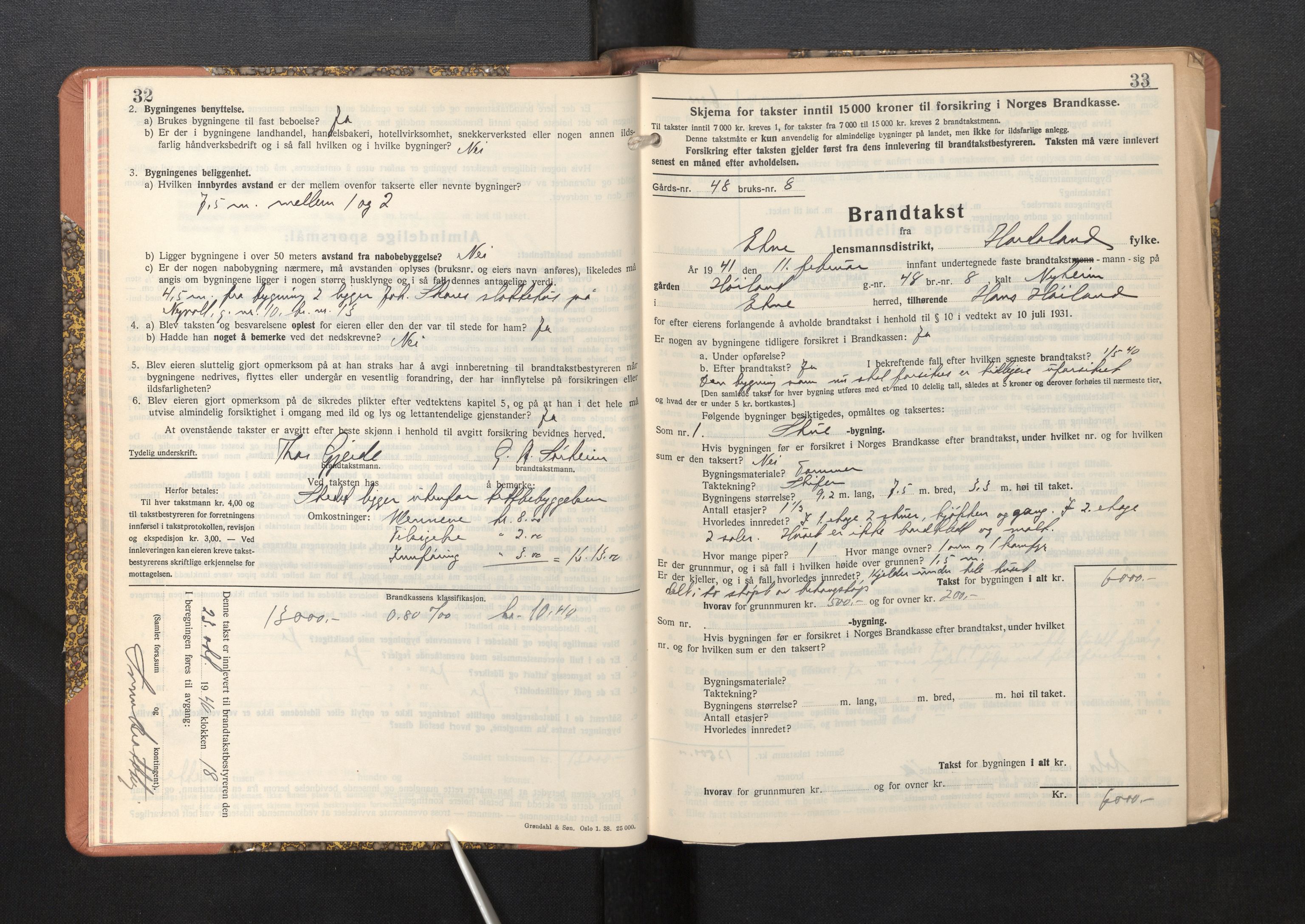 Lensmannen i Etne, AV/SAB-A-31601/0012/L0002: Branntakstprotokoll, skjematakst, 1939-1948, p. 32-33