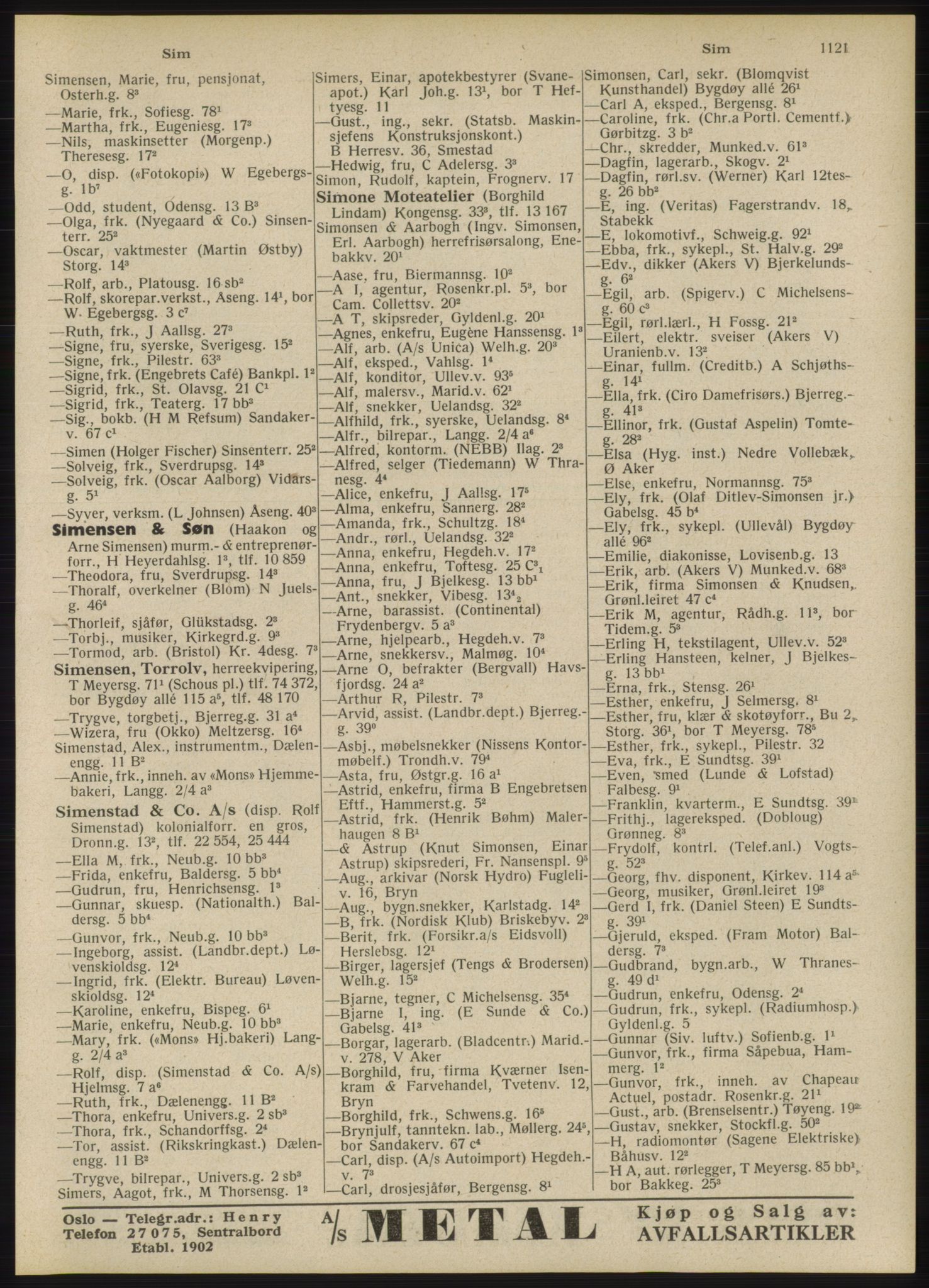 Kristiania/Oslo adressebok, PUBL/-, 1946, p. 1121