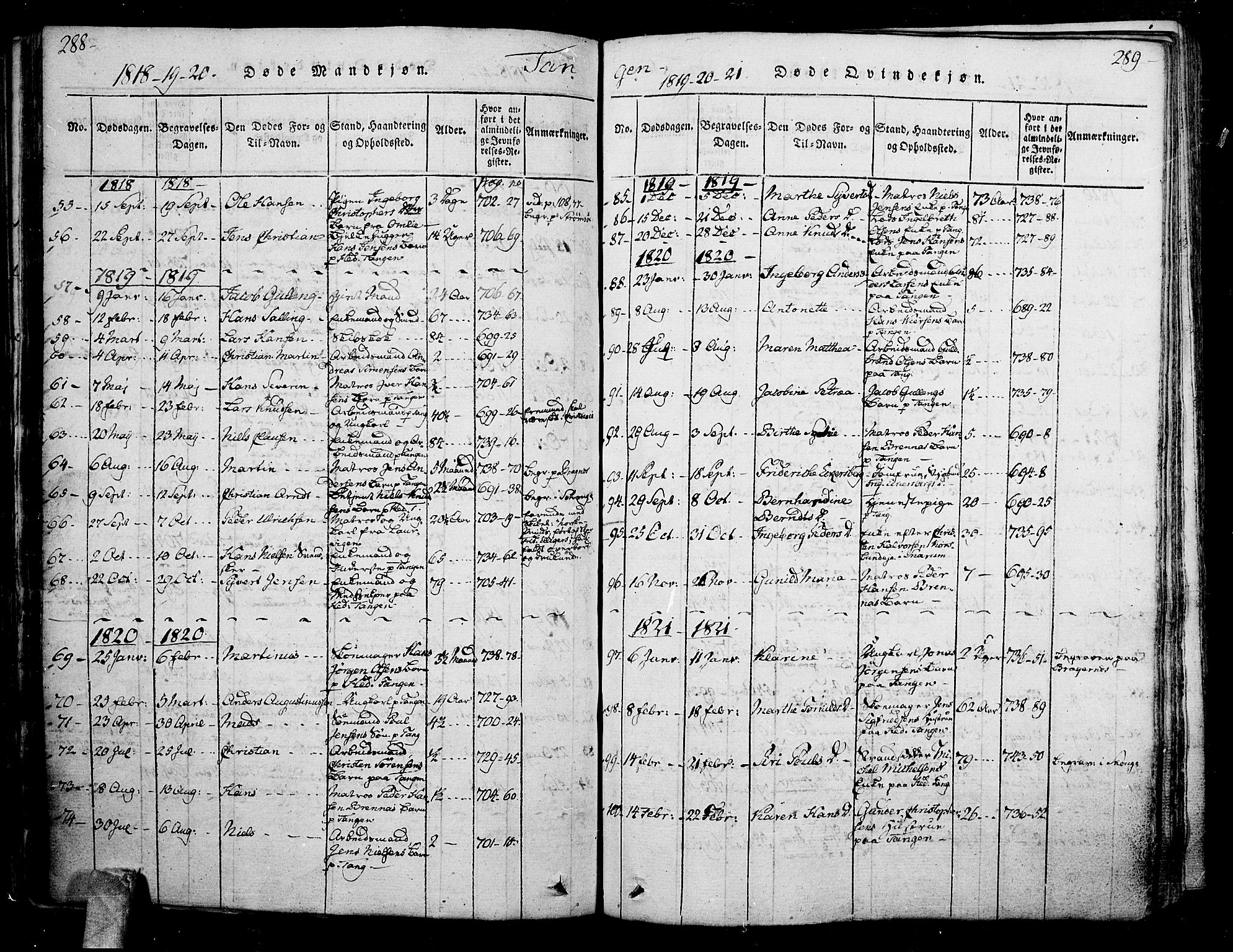 Skoger kirkebøker, AV/SAKO-A-59/F/Fa/L0002: Parish register (official) no. I 2 /2, 1814-1842, p. 288-289