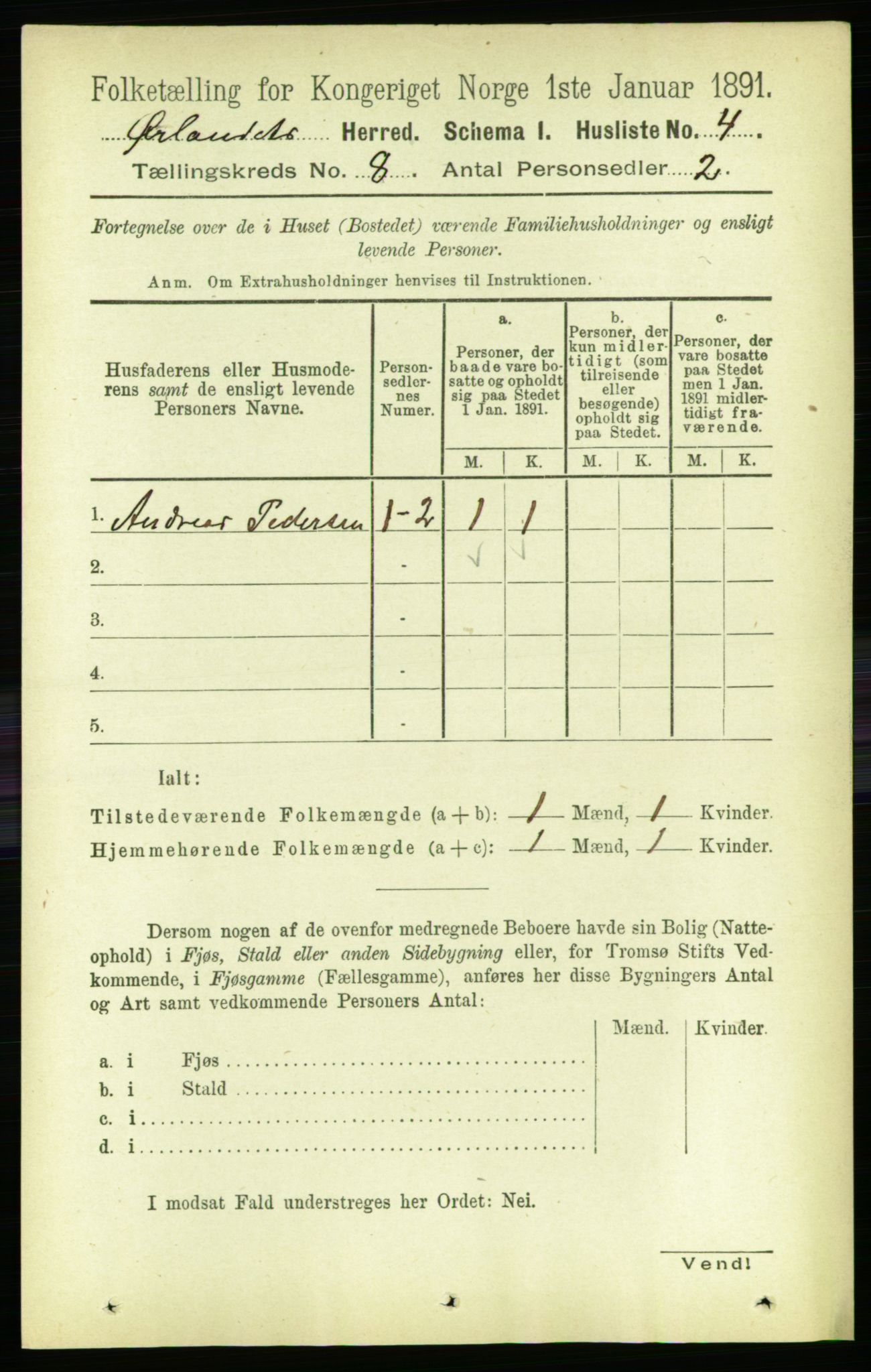 RA, 1891 census for 1621 Ørland, 1891, p. 3101