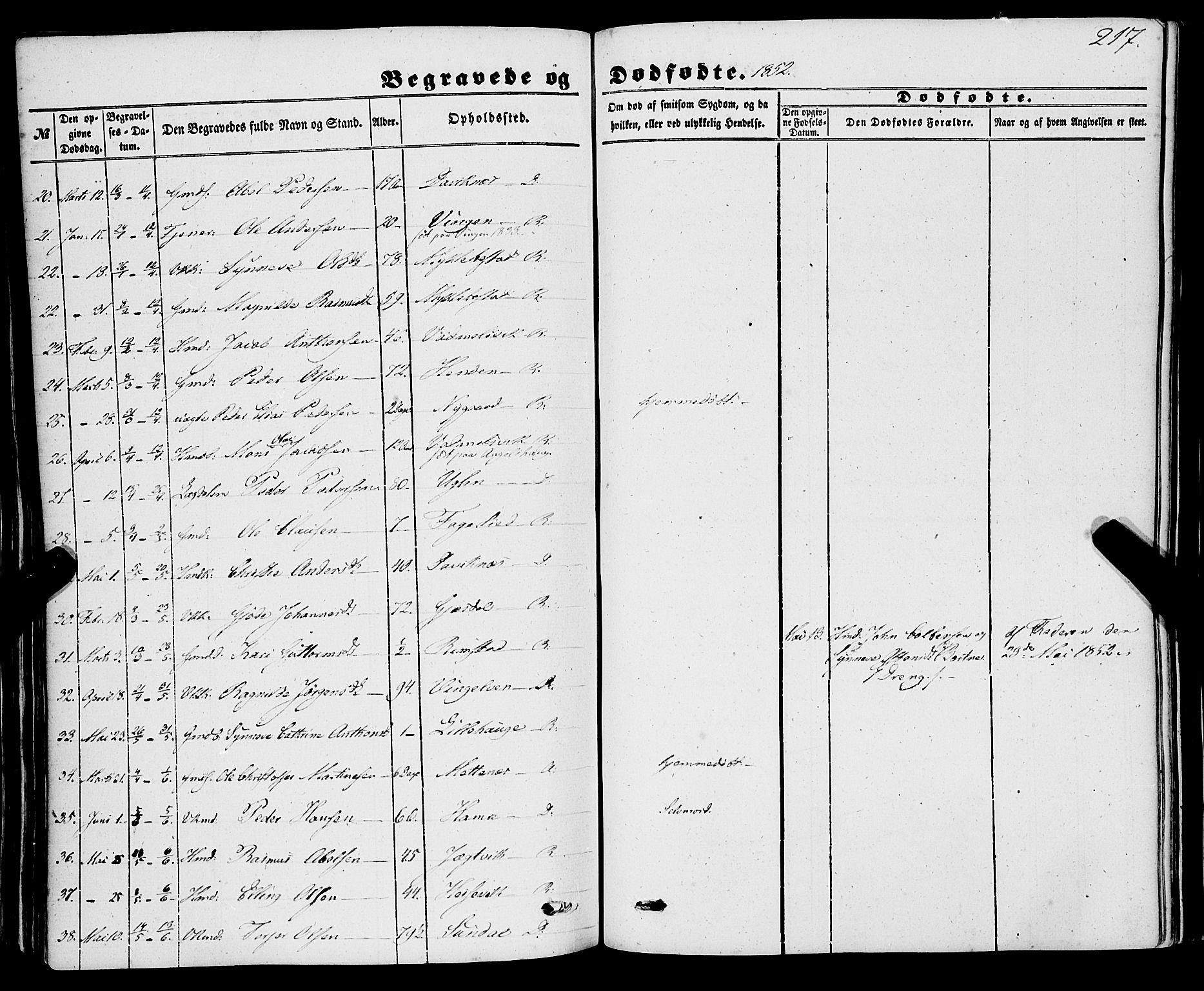 Davik sokneprestembete, AV/SAB-A-79701/H/Haa/Haaa/L0005: Parish register (official) no. A 5, 1850-1866, p. 217