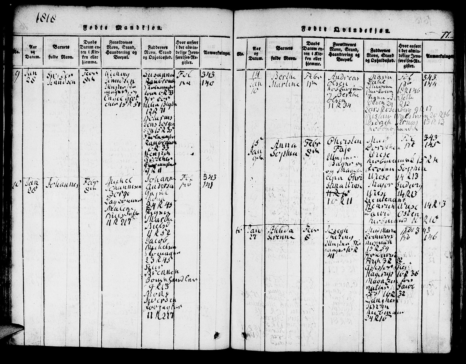 Domkirken sokneprestembete, AV/SAB-A-74801/H/Hab/L0001: Parish register (copy) no. A 1, 1816-1821, p. 77