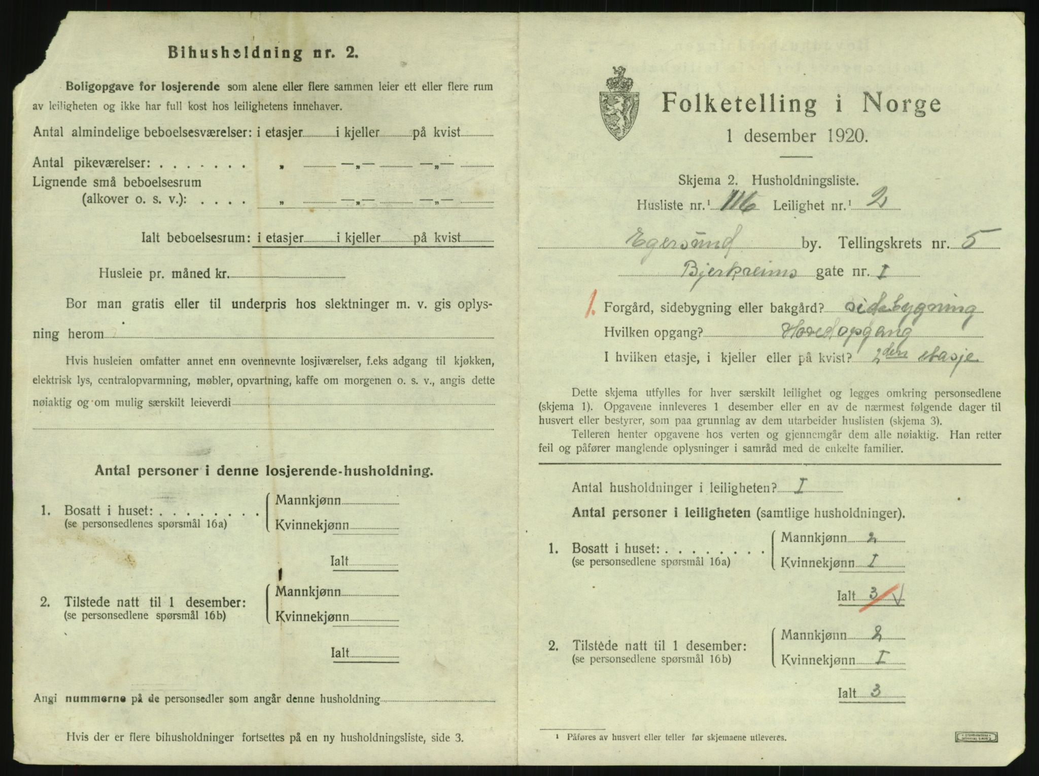 SAST, 1920 census for Egersund town, 1920, p. 2760