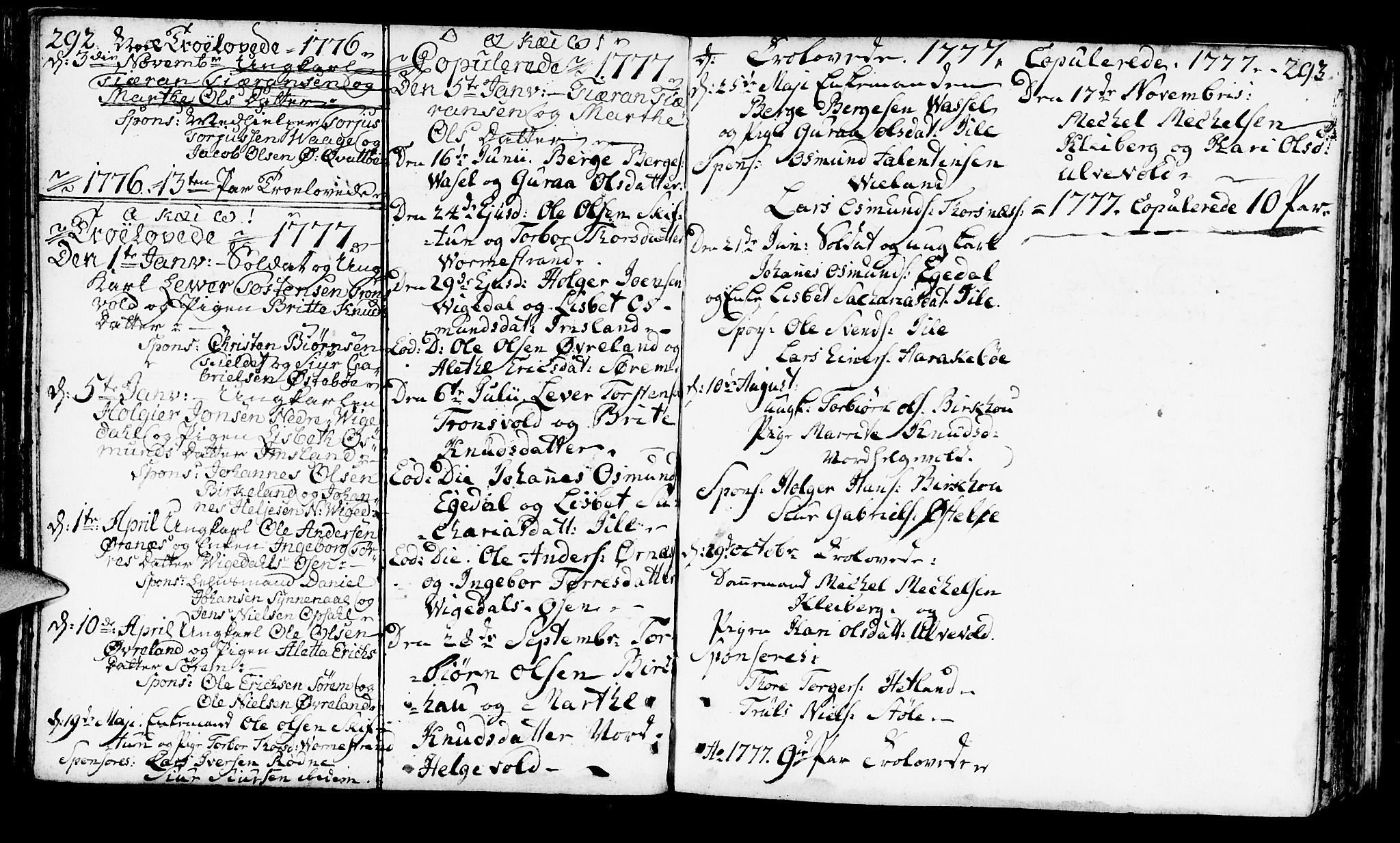 Vikedal sokneprestkontor, AV/SAST-A-101840/01/IV: Parish register (official) no. A 1, 1737-1778, p. 292-293