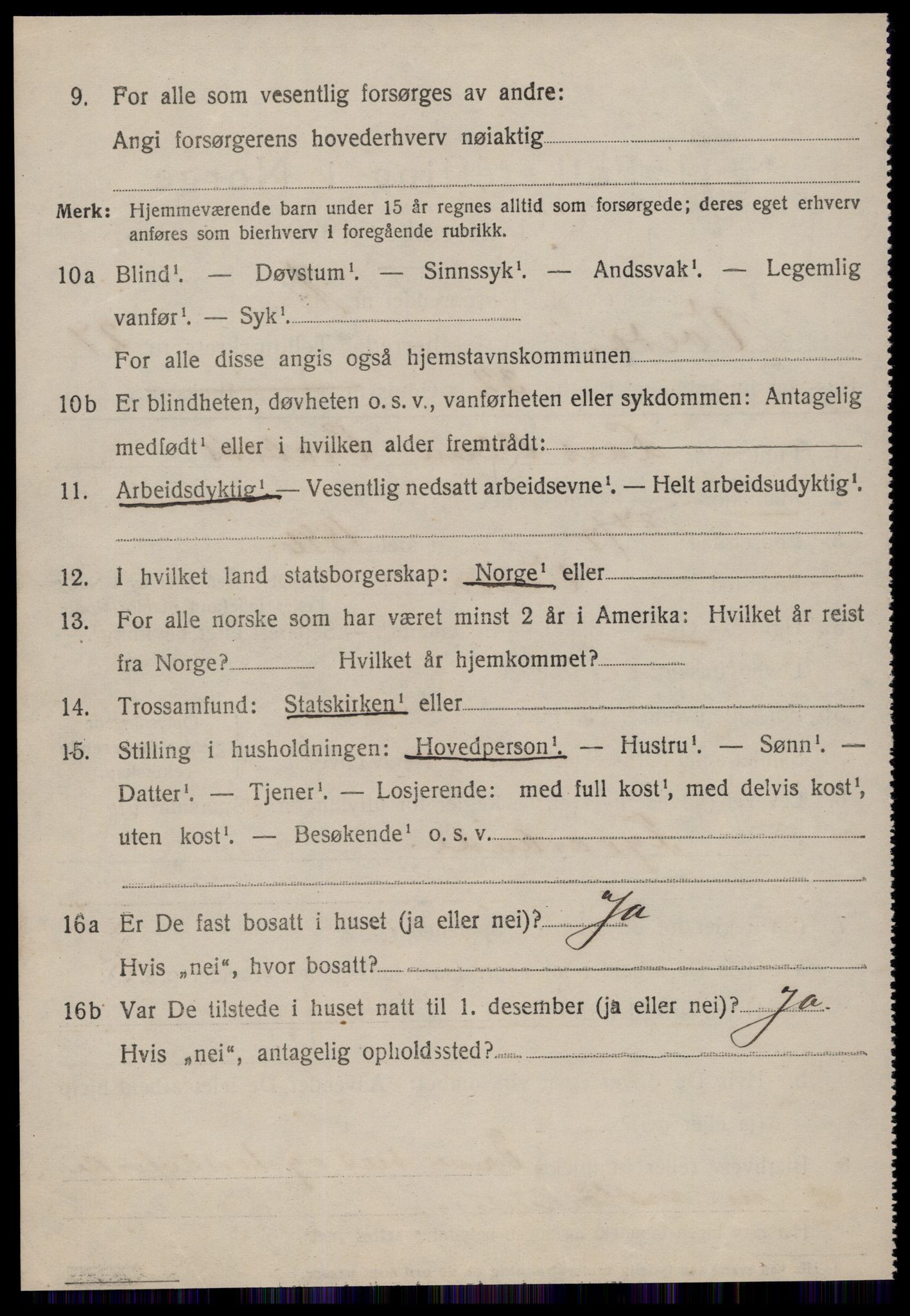 SAT, 1920 census for Volda, 1920, p. 12933