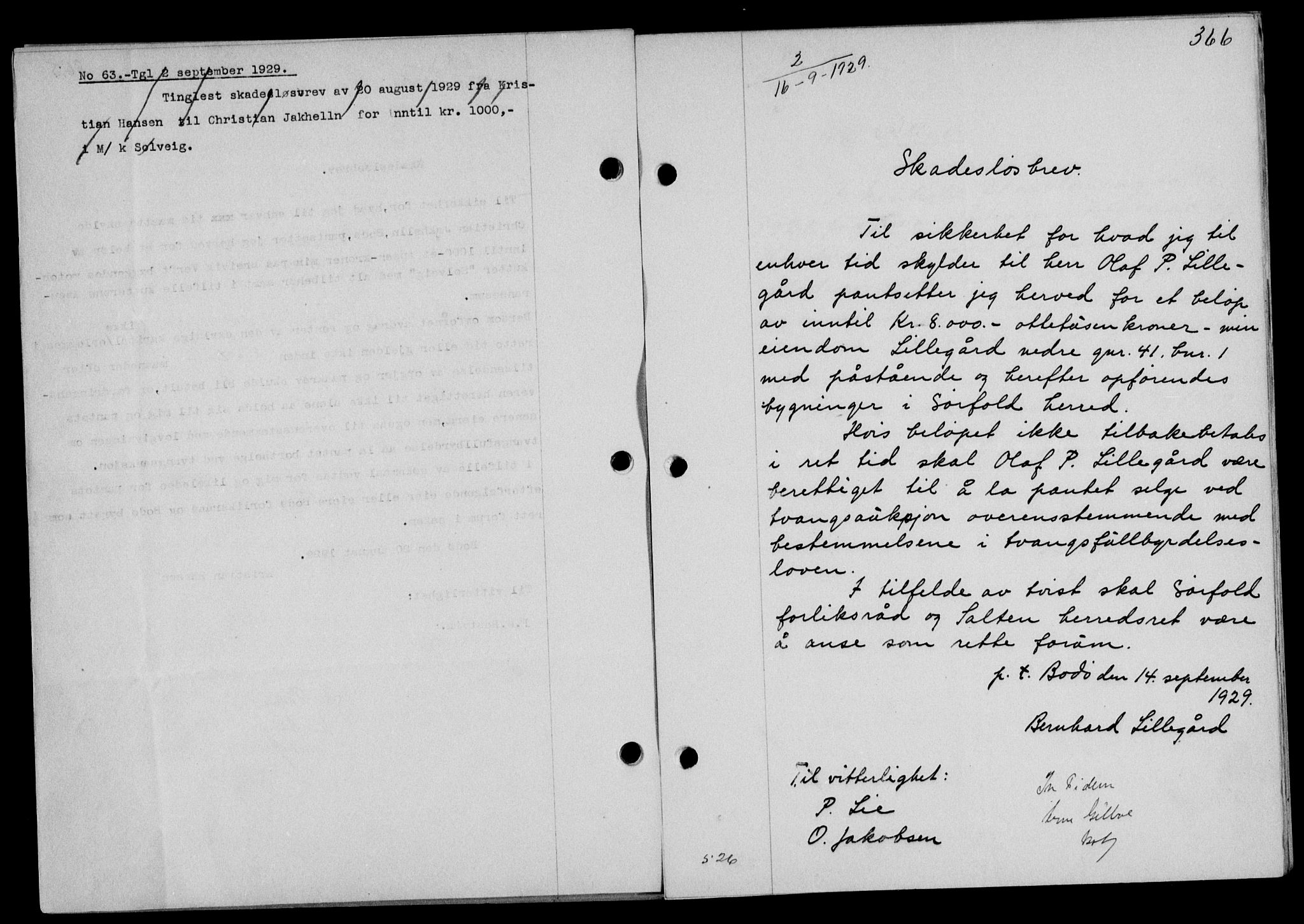 Salten sorenskriveri, SAT/A-4578/1/2/2C/L0057: Mortgage book no. 47, 1929-1929, Deed date: 16.09.1929