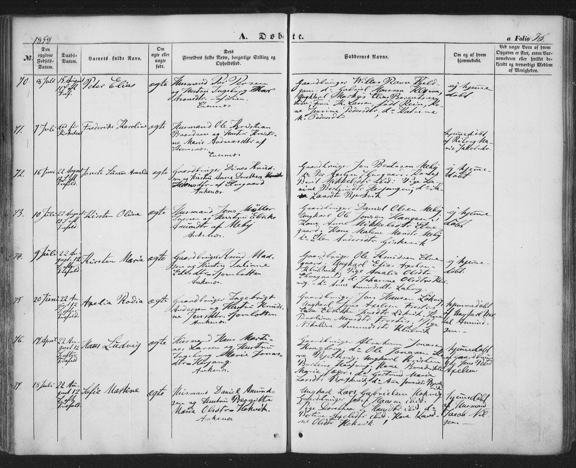 Ministerialprotokoller, klokkerbøker og fødselsregistre - Nordland, SAT/A-1459/863/L0895: Parish register (official) no. 863A07, 1851-1860, p. 76