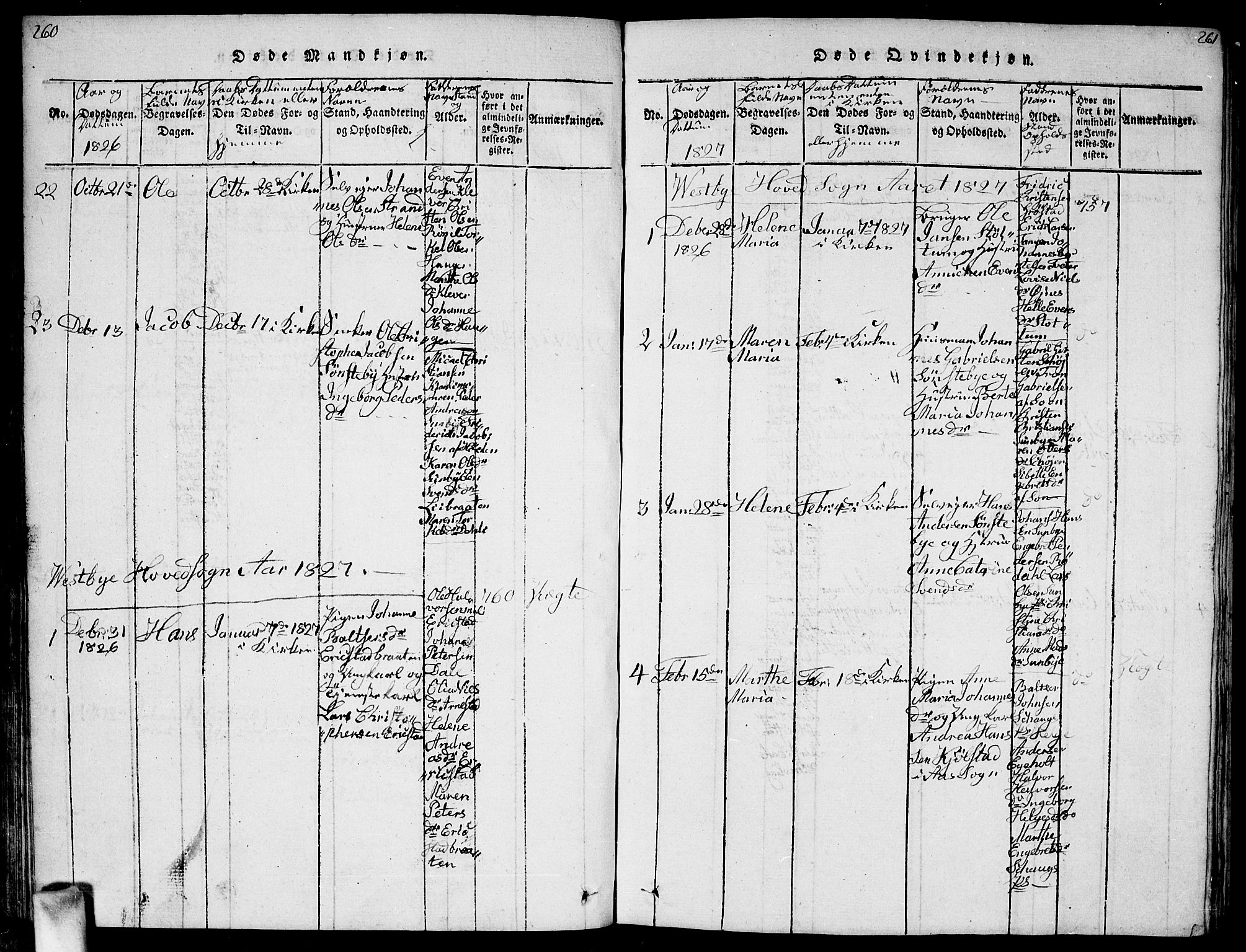 Vestby prestekontor Kirkebøker, AV/SAO-A-10893/F/Fa/L0005: Parish register (official) no. I 5, 1814-1827, p. 260-261