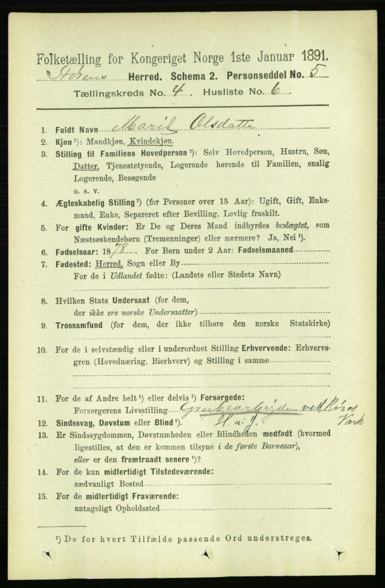 RA, 1891 census for 1648 Støren, 1891, p. 1324